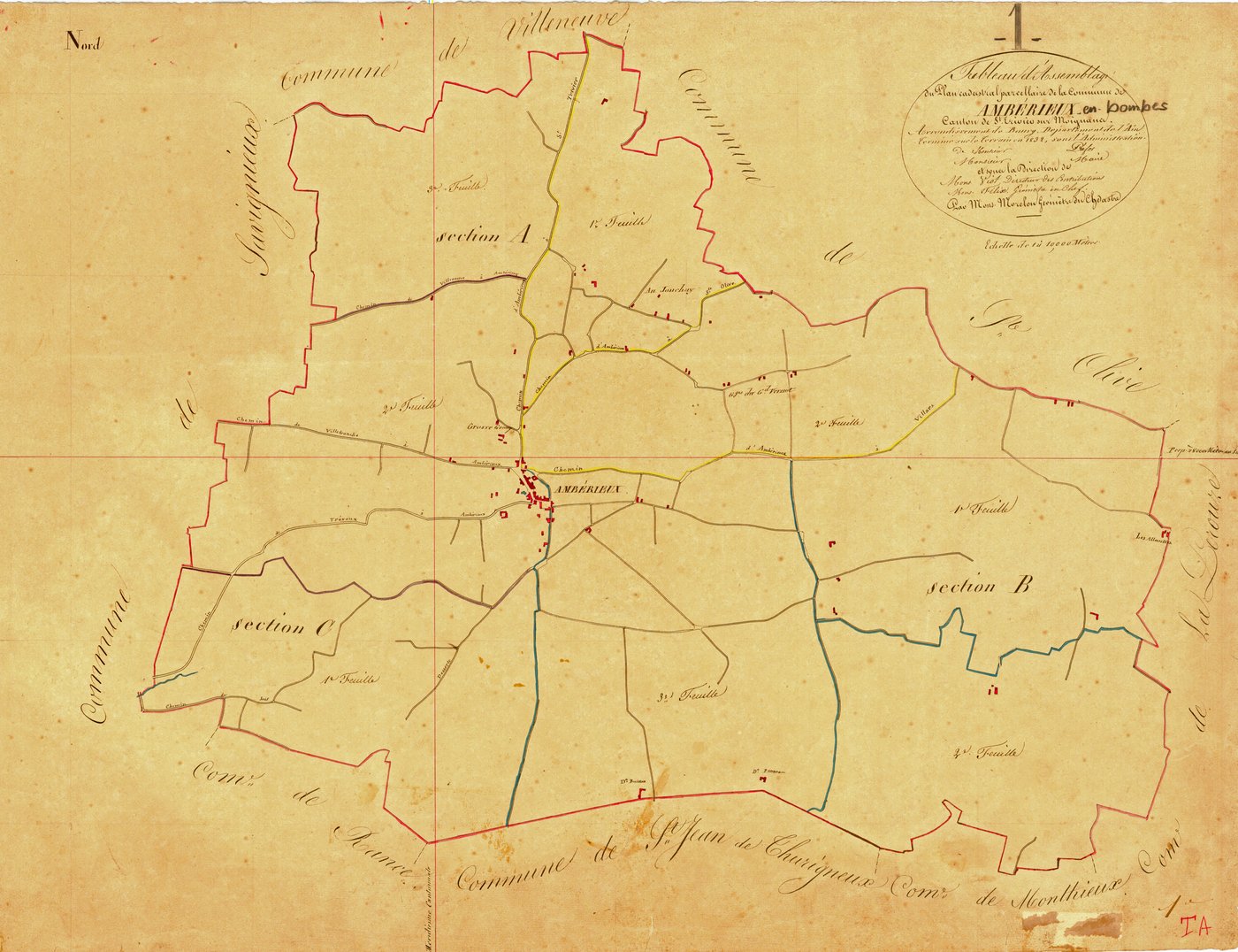 Ambérieux-en-Dombes - 3 P 4036 - 3 P 4036 -  Tableau d'assemblage  (1833)