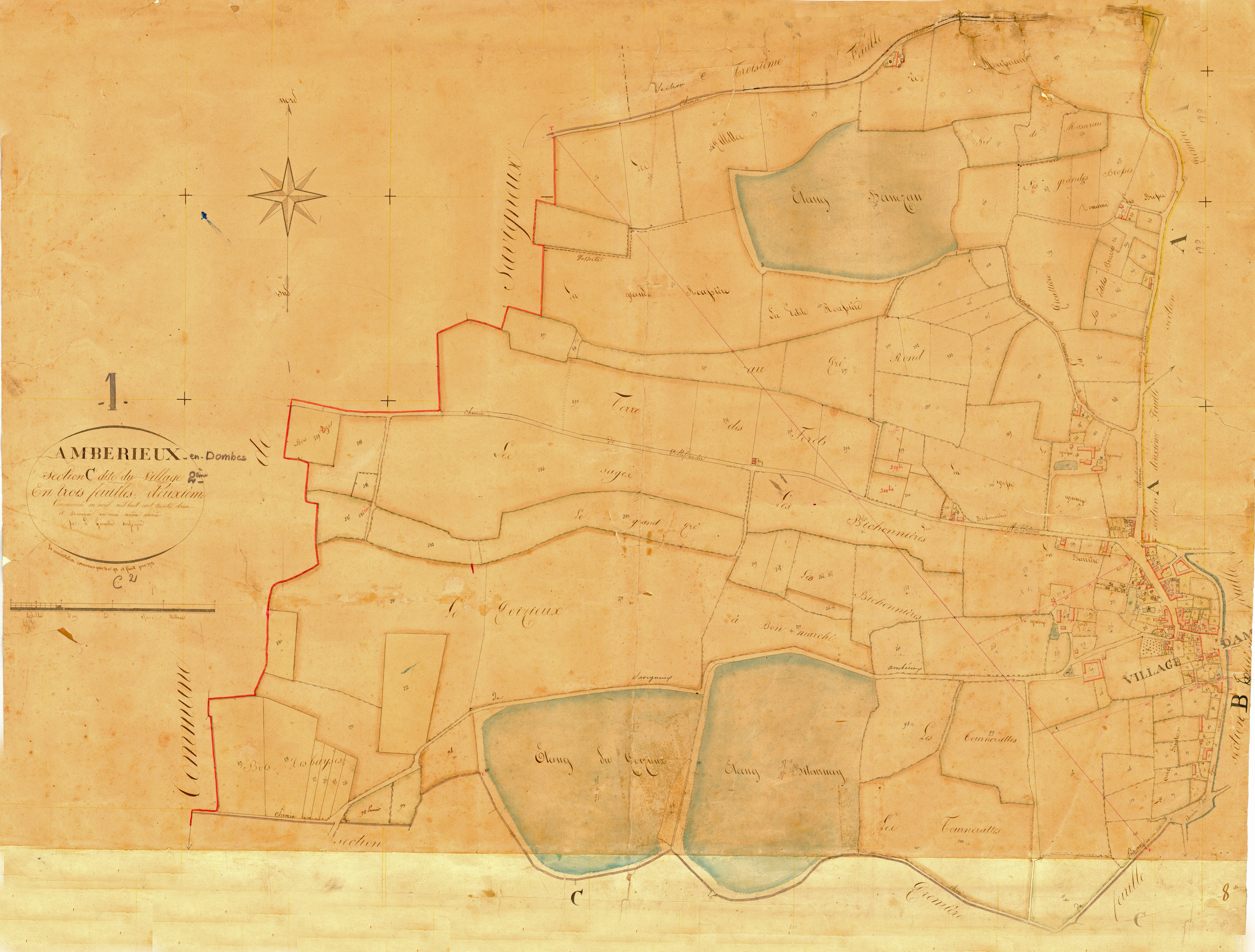 Ambérieux-en-Dombes - 3 P 4043 - 3 P 4043 - Feuille 2 (1833)