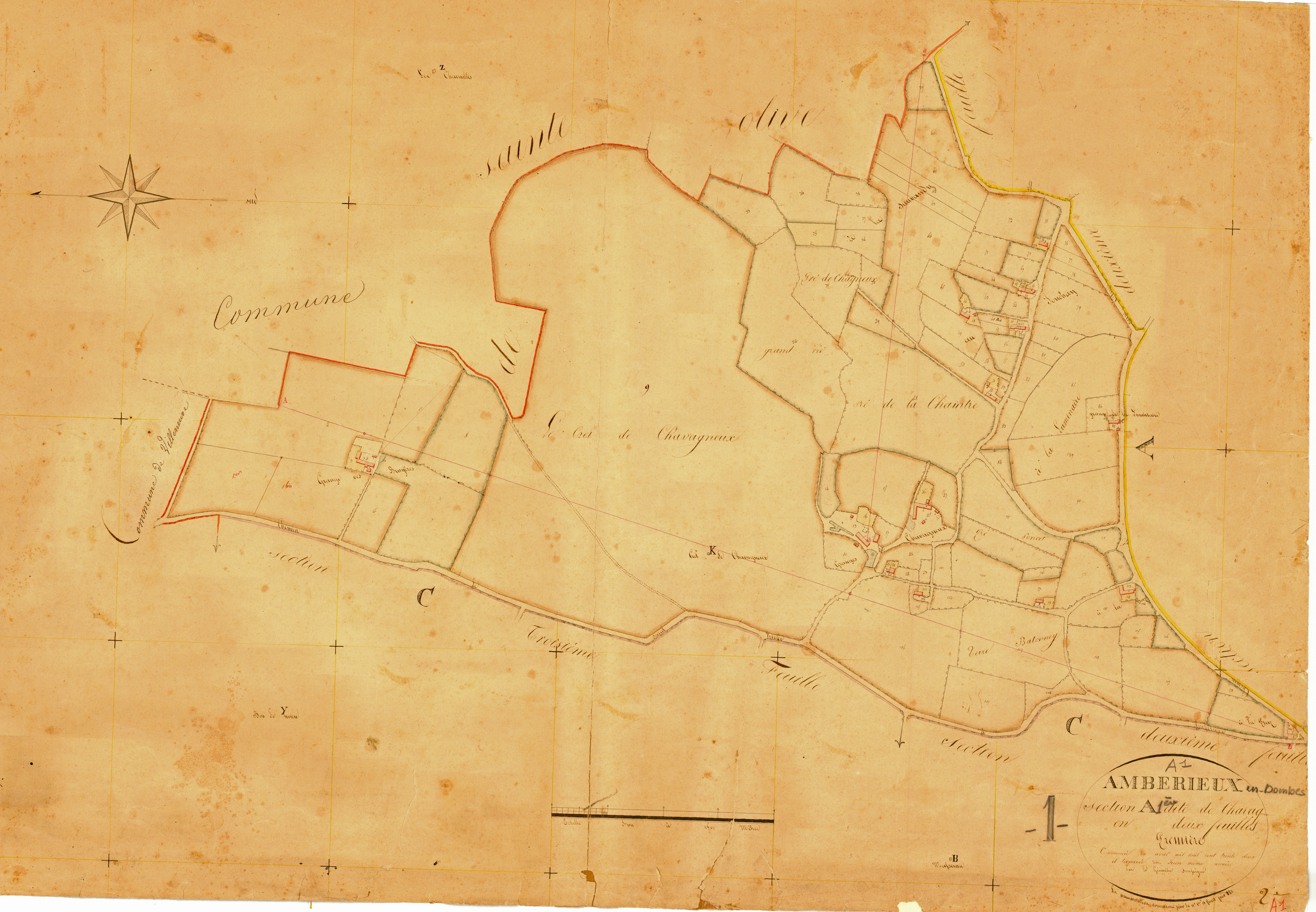 Ambérieux-en-Dombes - 3 P 4037 - 3 P 4037 - Feuille 1 (1833)