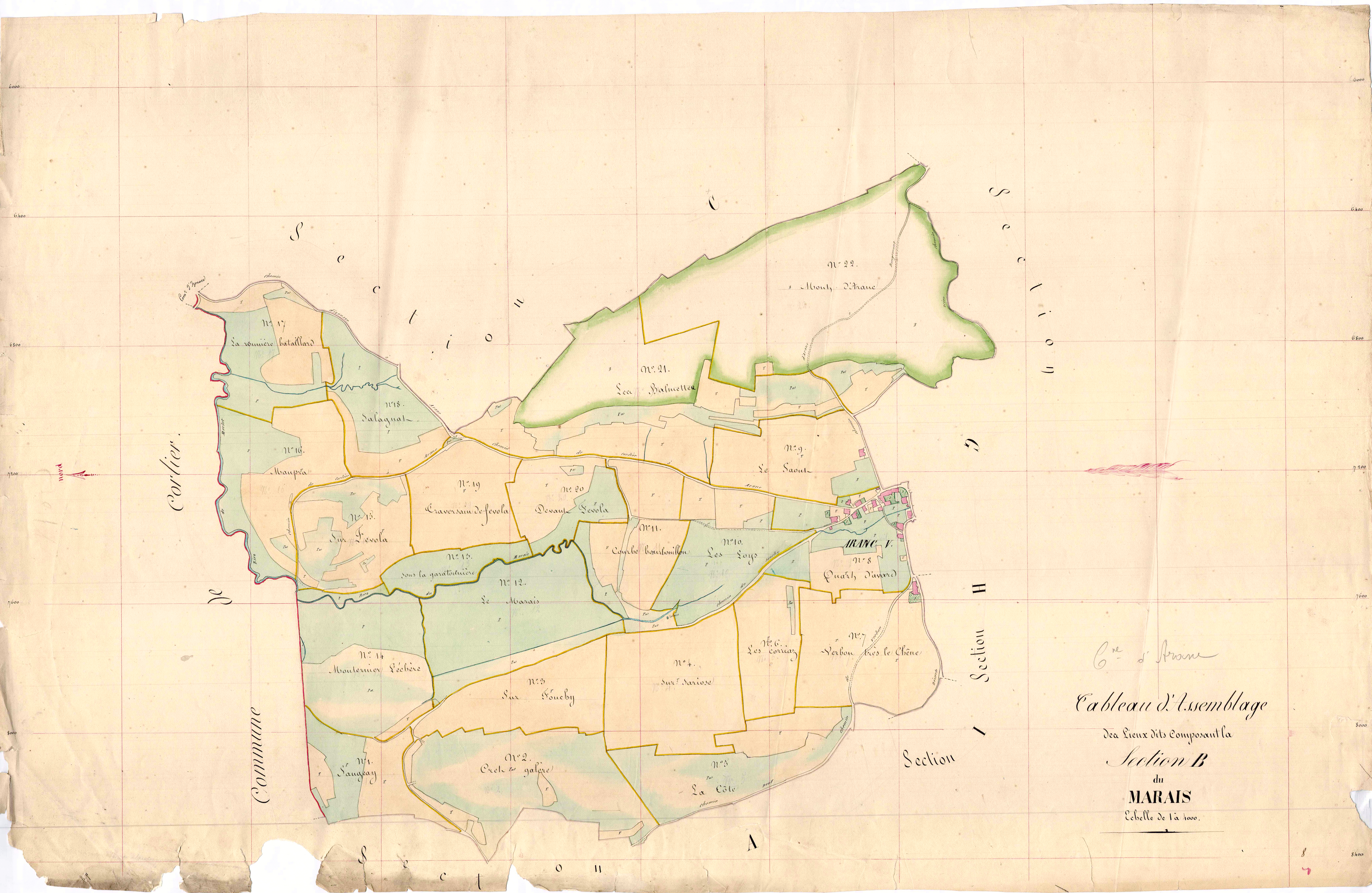 Aranc - 3 P 4160 - 3 P 4160 -  Tableau d'assemblage de la section B  (1838)