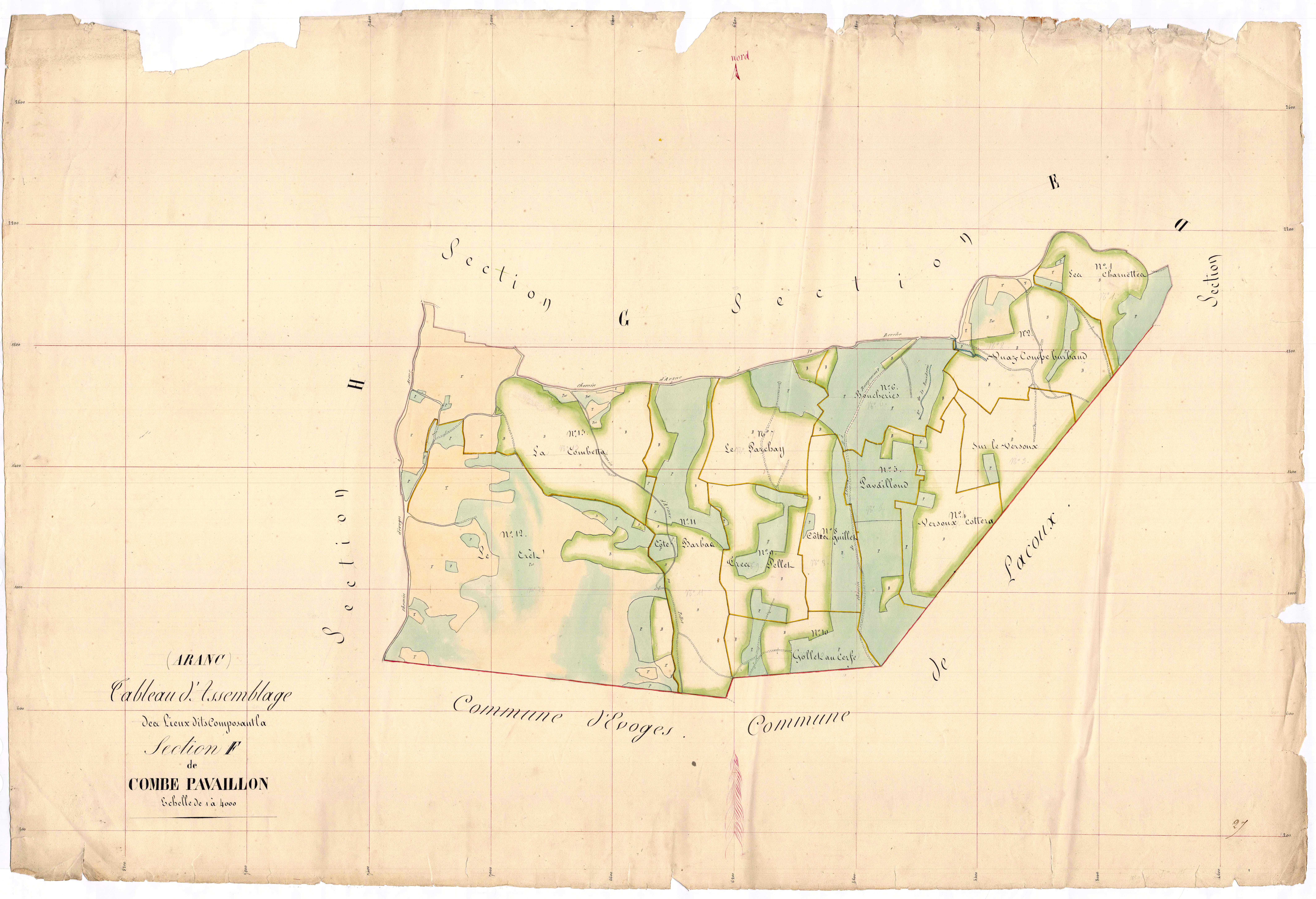Aranc - 3 P 4164 - 3 P 4164 -  Tableau d'assemblage de la section F  (1838)