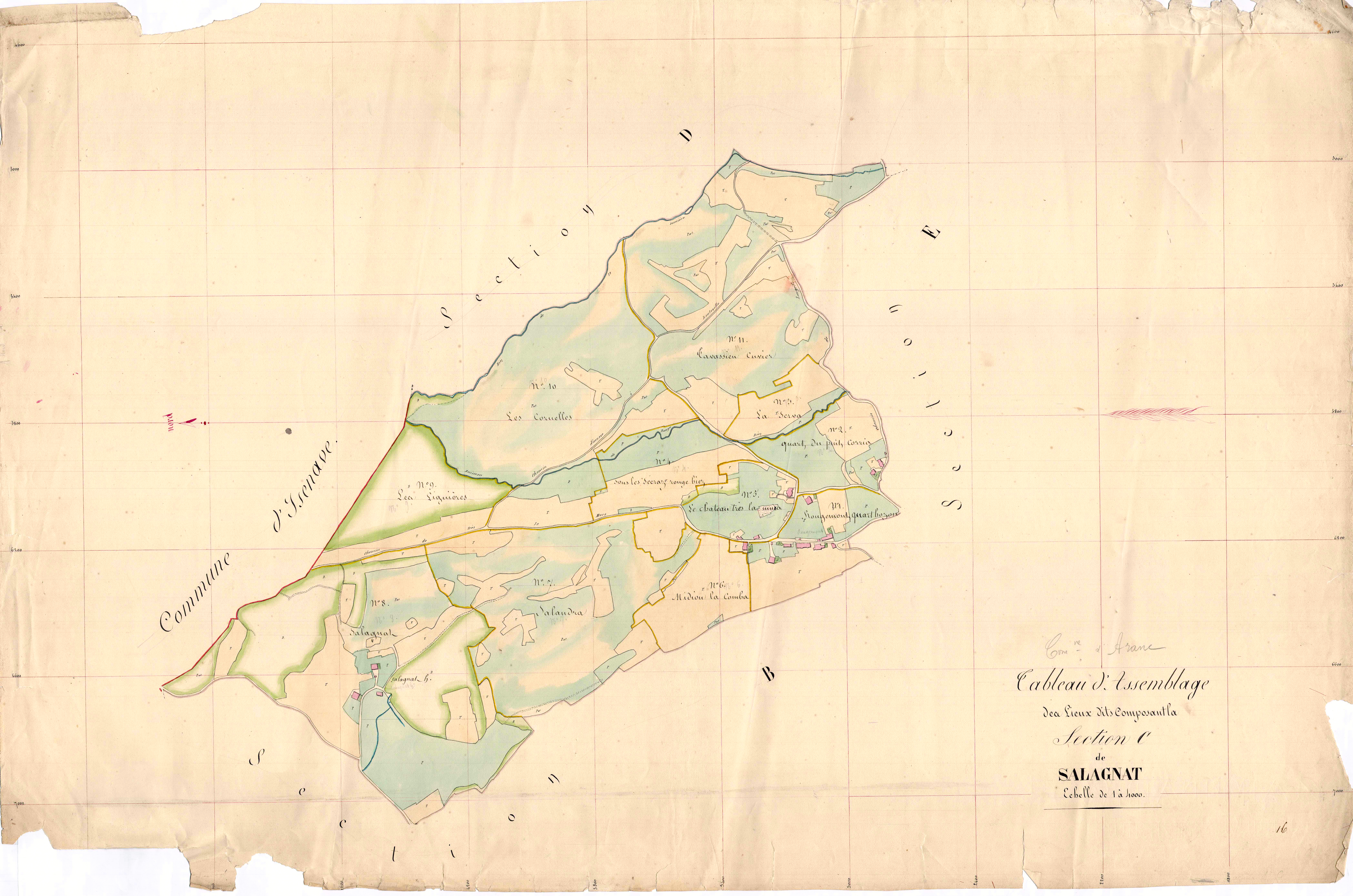 Aranc - 3 P 4161 - 3 P 4161 -  Tableau d'assemblage de la section C  (1838)
