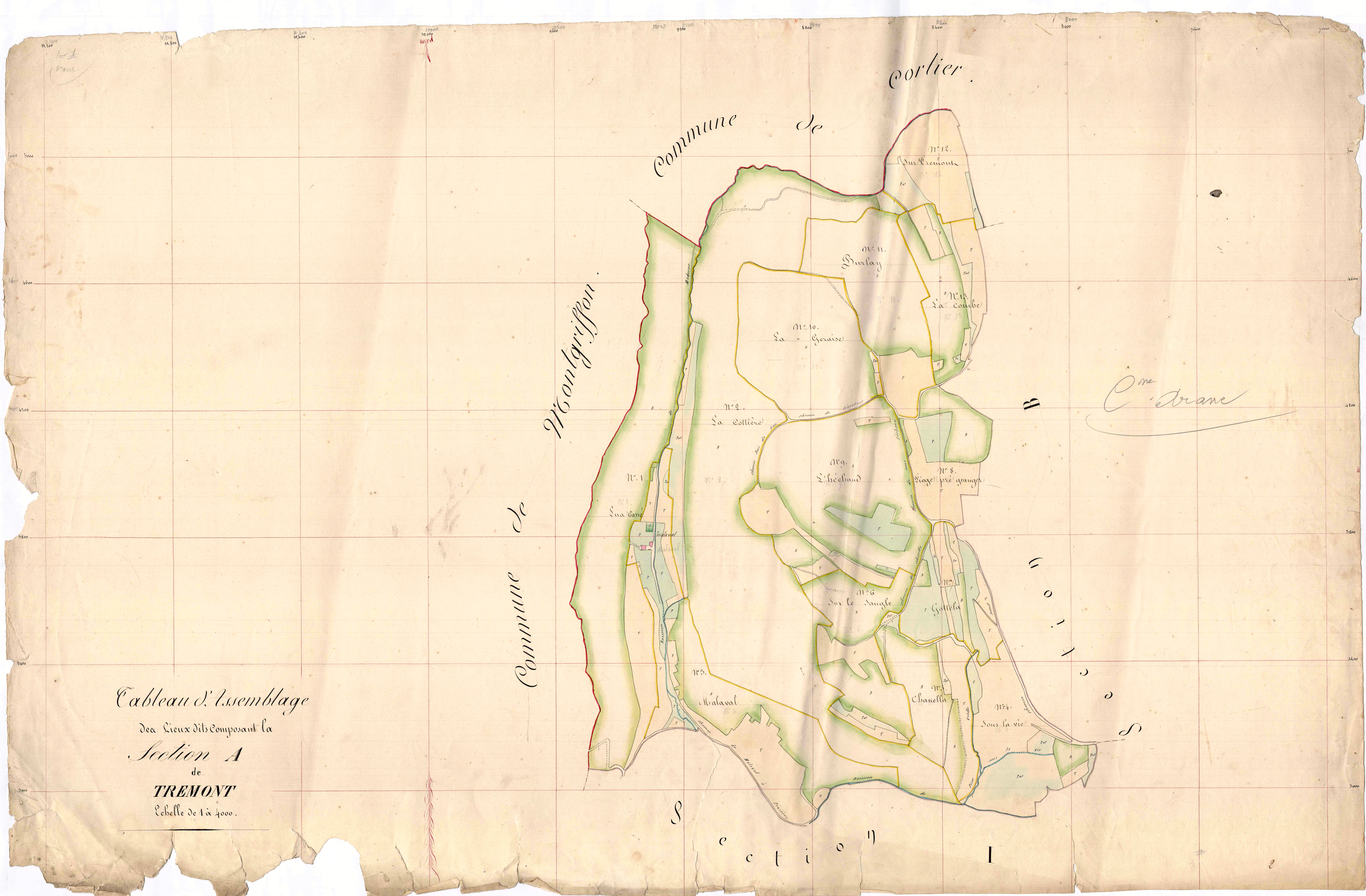 Aranc - 3 P 4159 - 3 P 4159 -  Tableau d'assemblage de la section A  (1838)