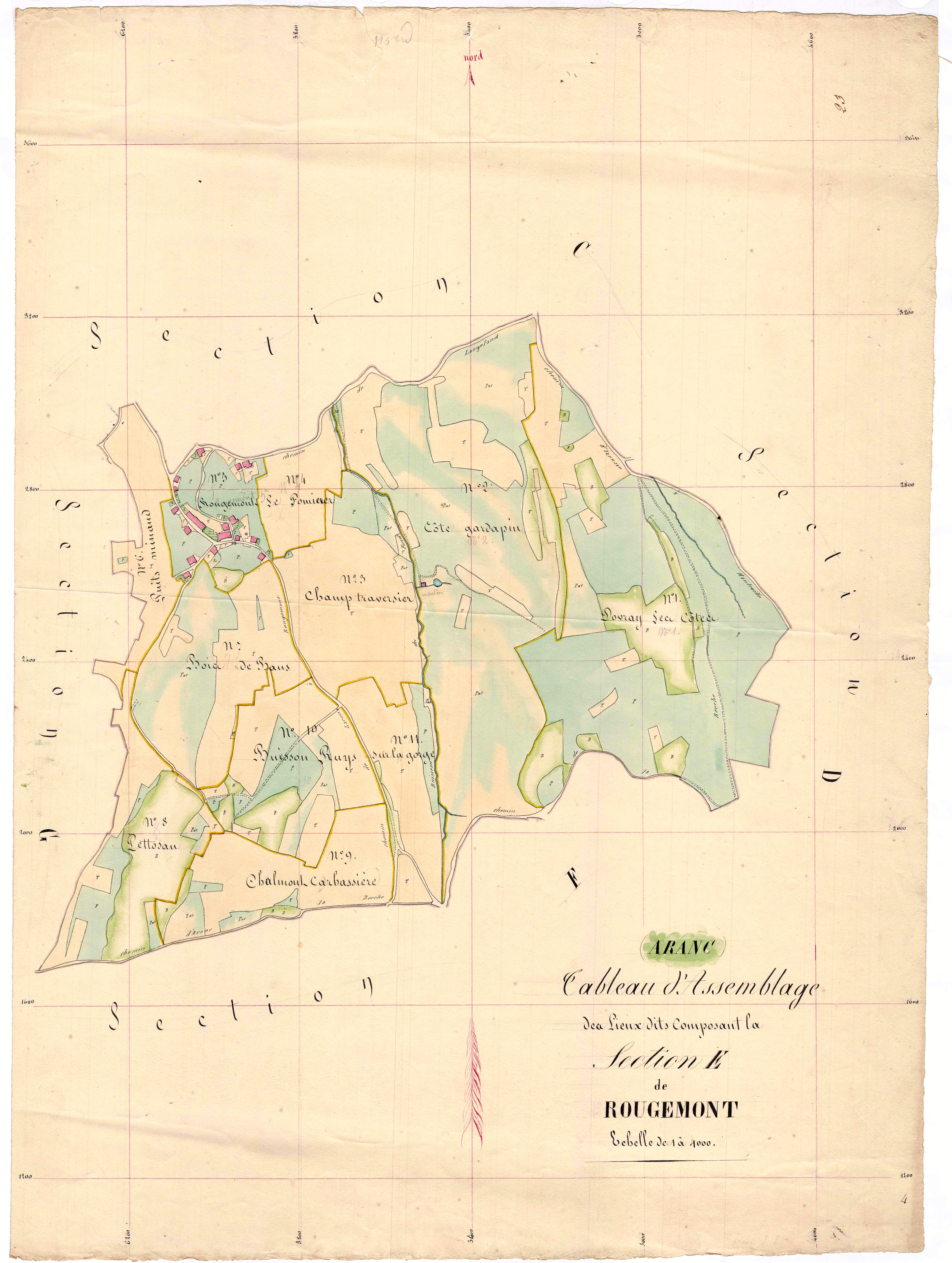 Aranc - 3 P 4163 - 3 P 4163 -  Tableau d'assemblage de la section E  (1838)