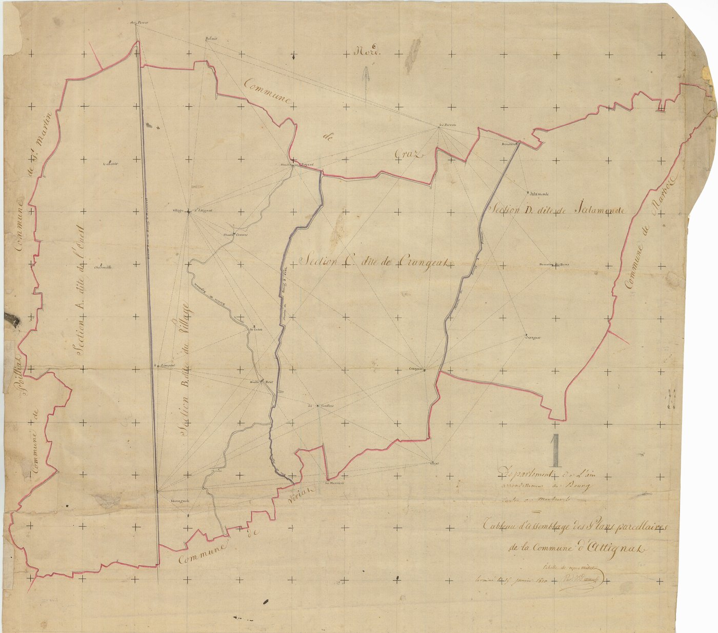 Attignat - 3 P 4331 - 3 P 4331 -  Tableau d'assemblage  (1810)