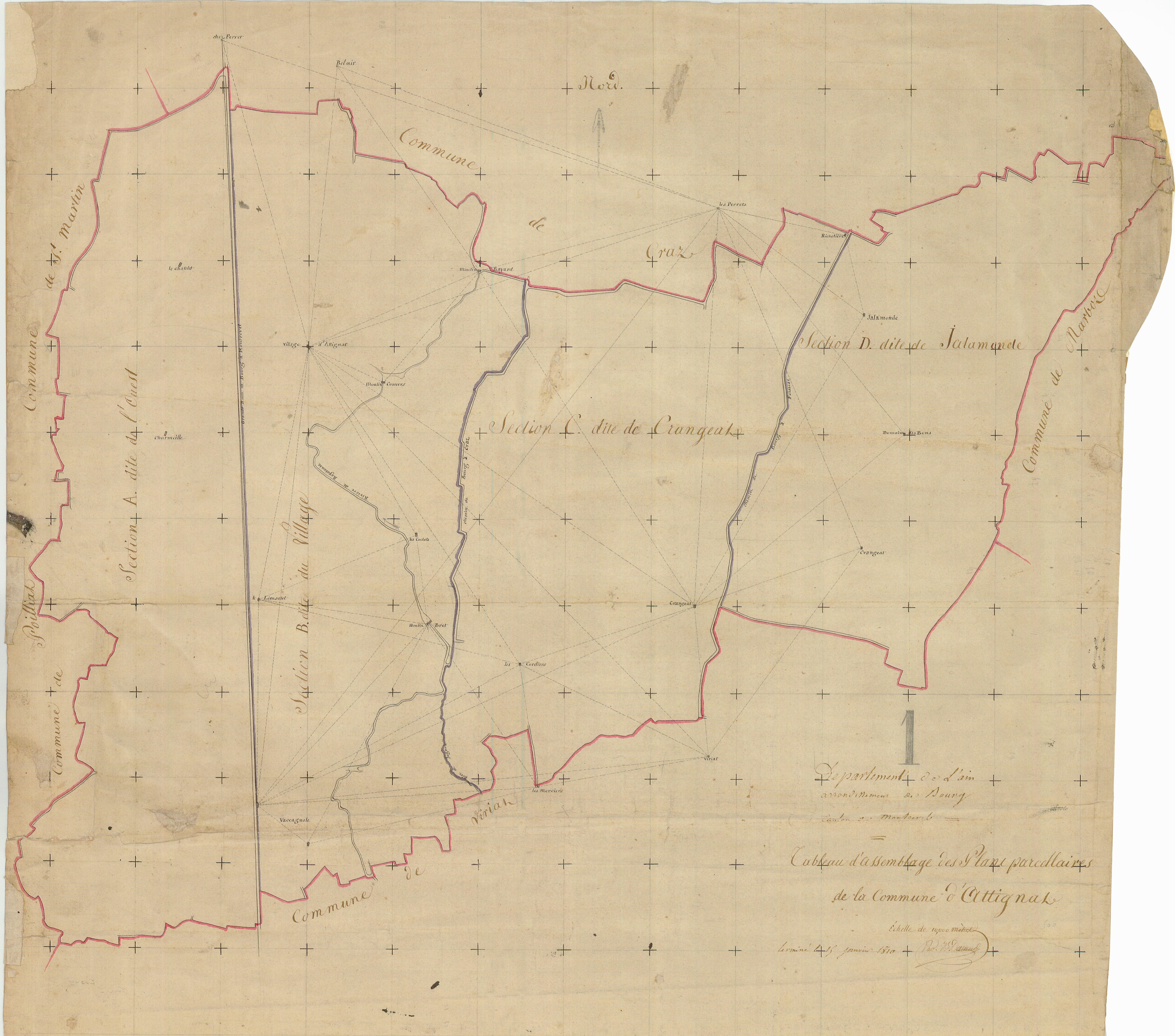 Attignat - 3 P 4331 - 3 P 4331 -  Tableau d'assemblage  (1810)