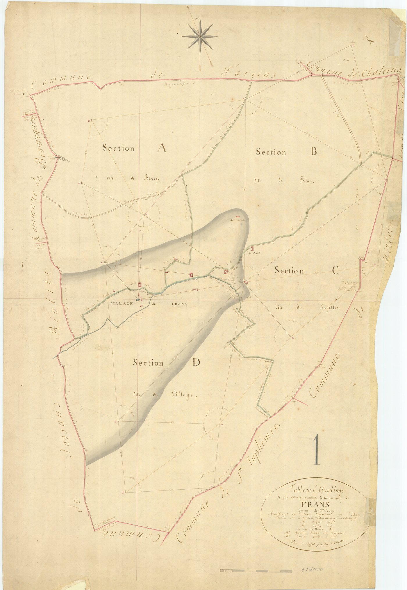 Bâgé-la-Ville - 3 P 6202 - 3 P 6202 -  Tableau d'assemblage  (1825)
