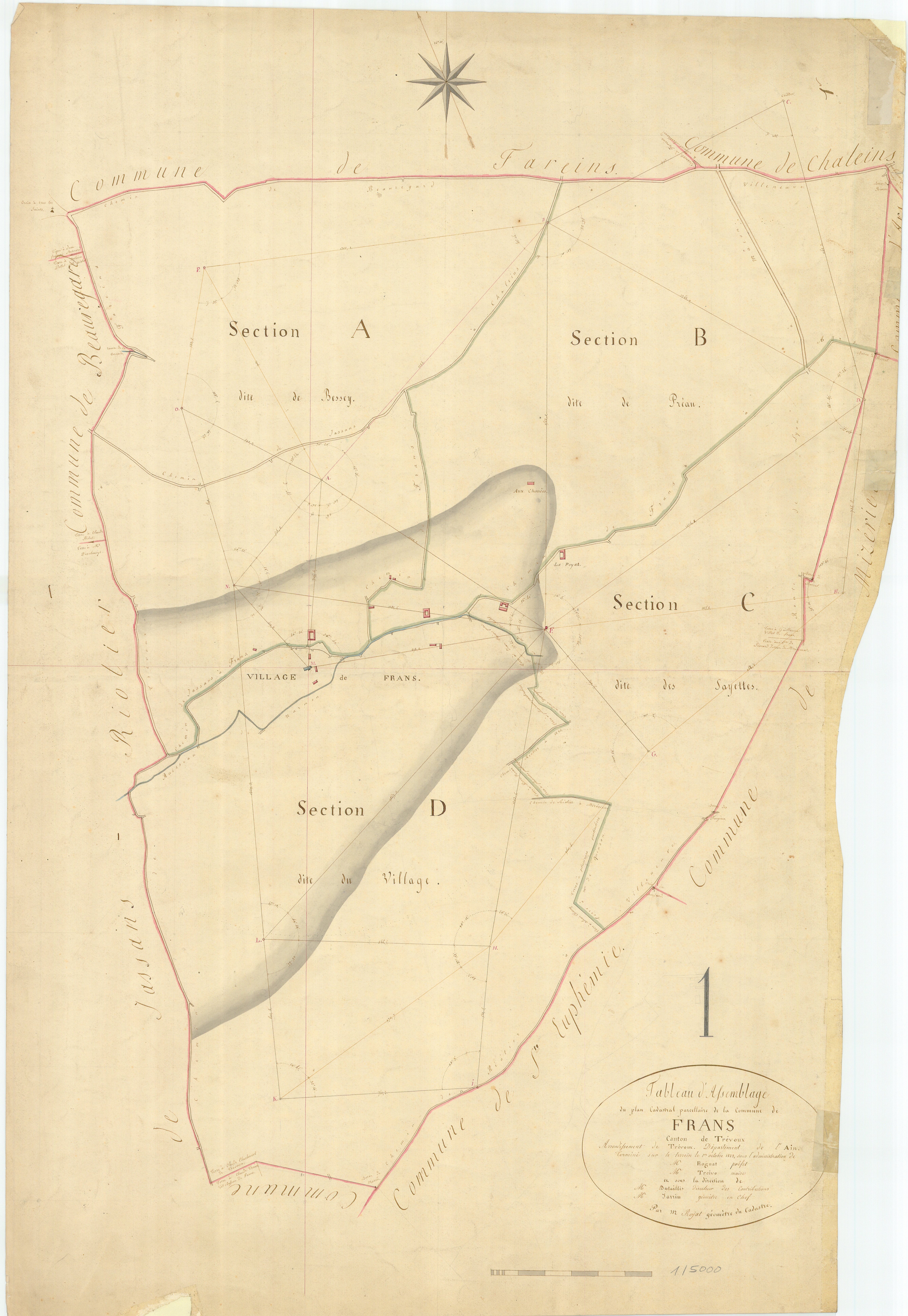 Bâgé-la-Ville - 3 P 6202 - 3 P 6202 -  Tableau d'assemblage  (1825)