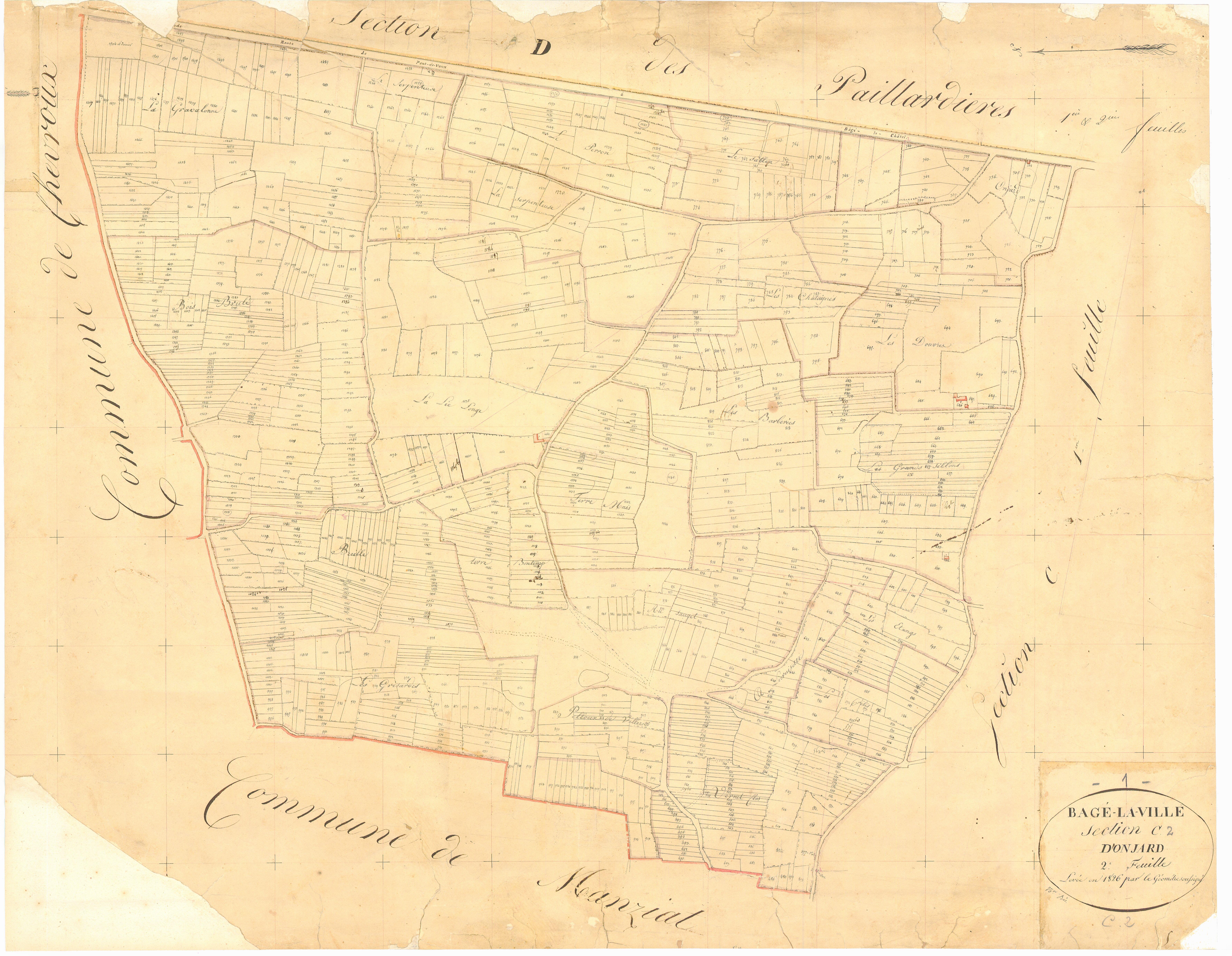 Bâgé-la-Ville - 3 P 4340 - 3 P 4340 -  Feuille 2  (1826)