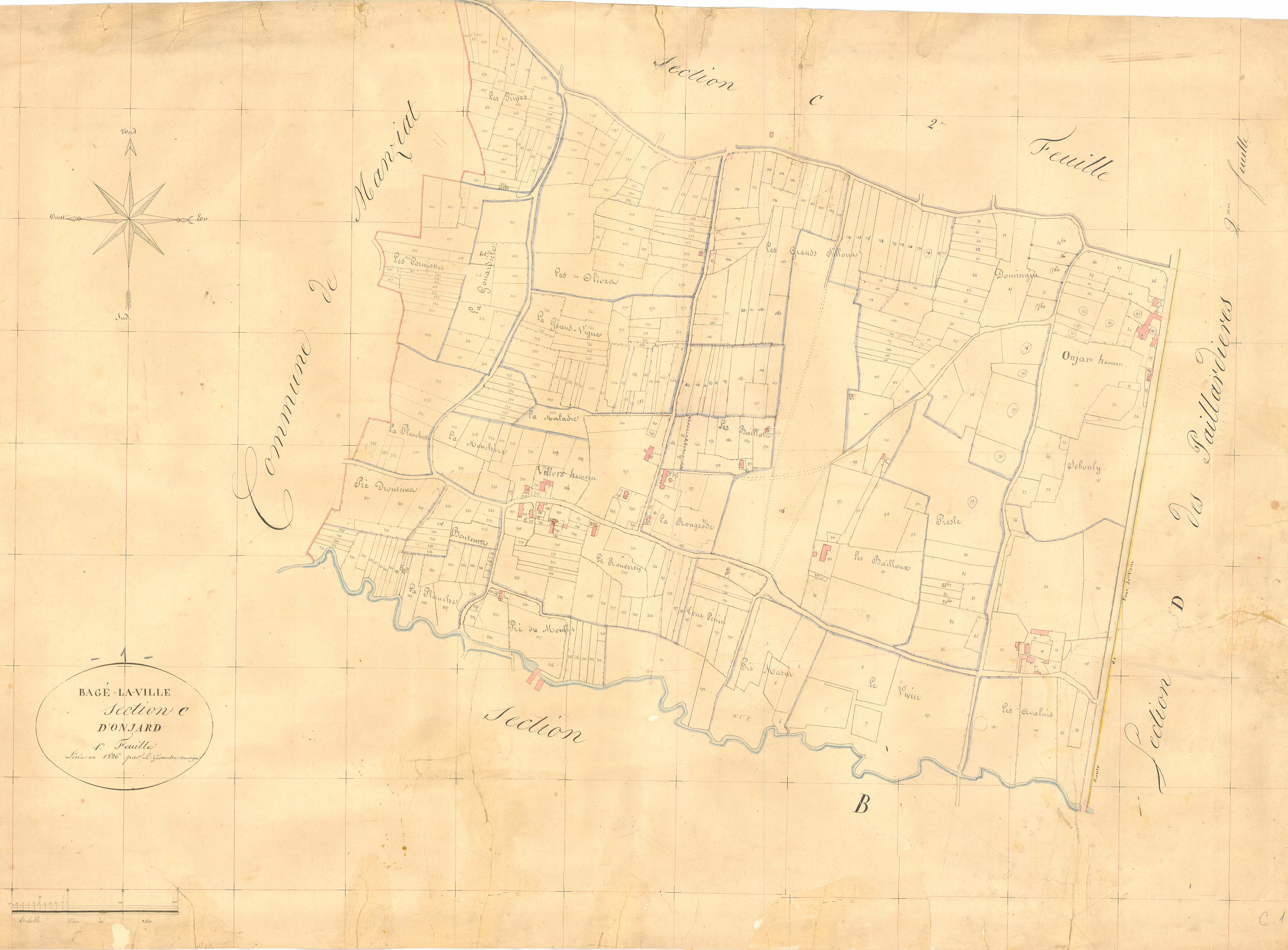 Bâgé-la-Ville -  - Section C dite "d'Ongears"  (1826)