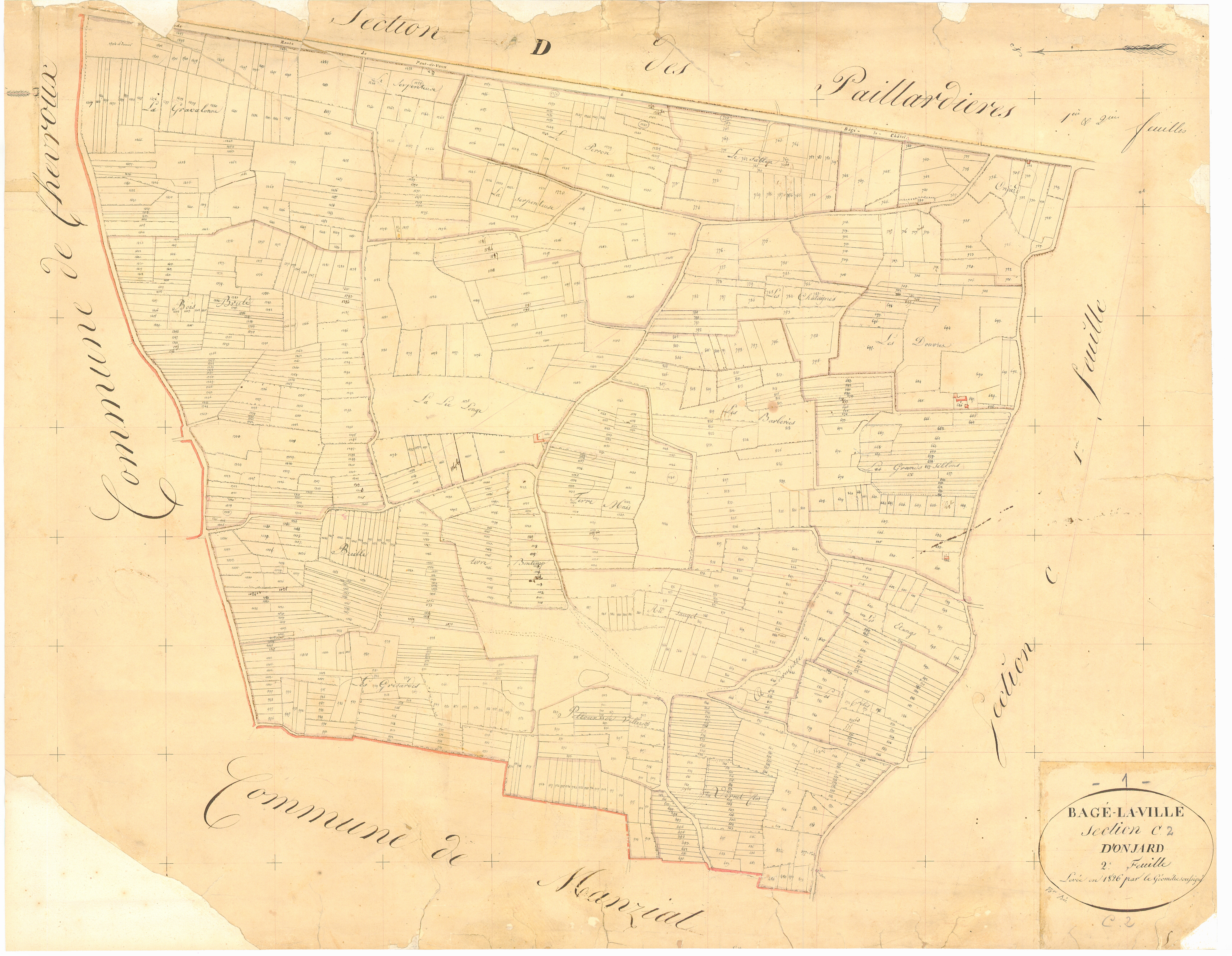 Bâgé-la-Ville -  - Section C dite "d'Ongears"  (1826)