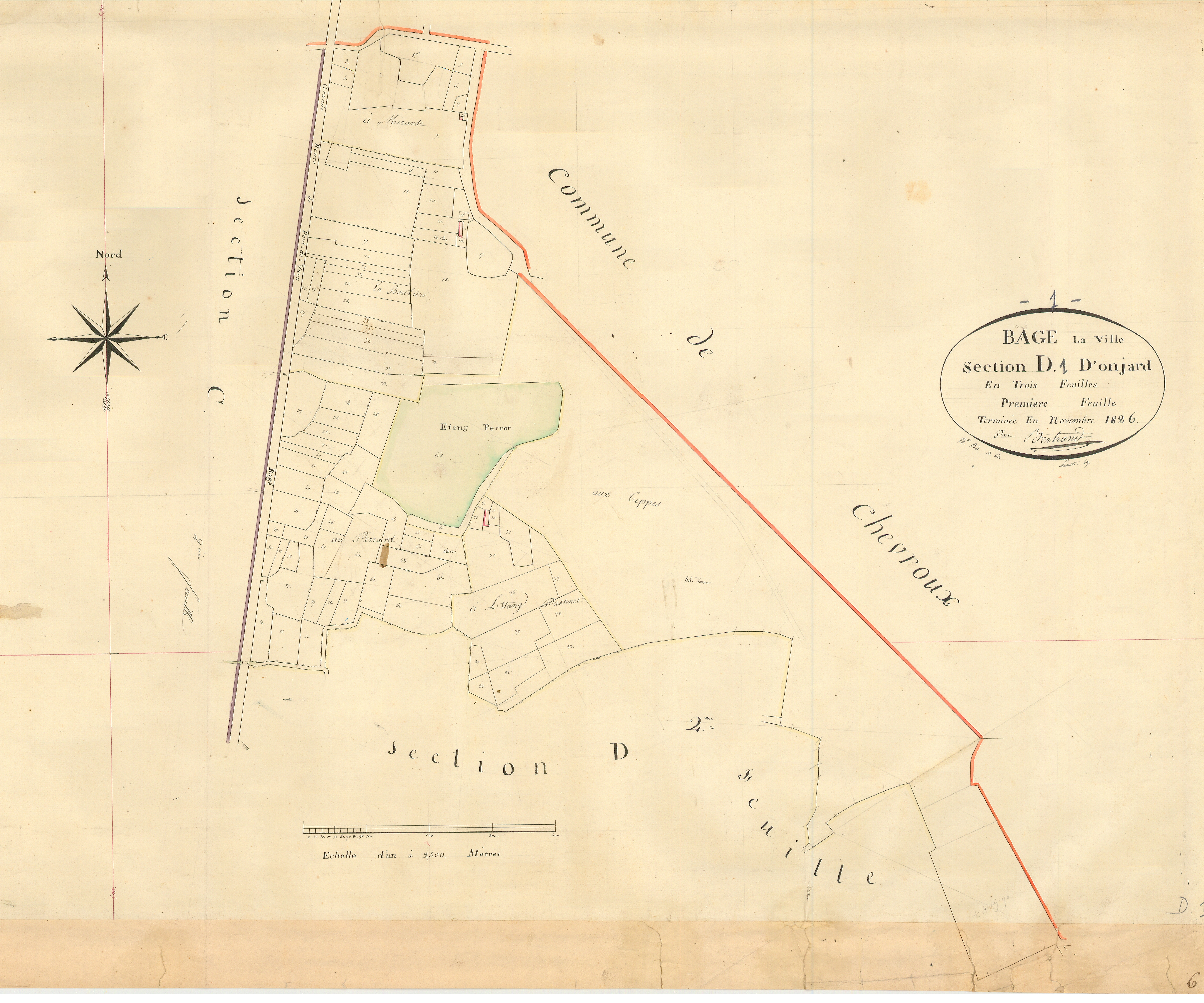 Bâgé-la-Ville -  - Section D dite "des Paillardiéres"  (1826)