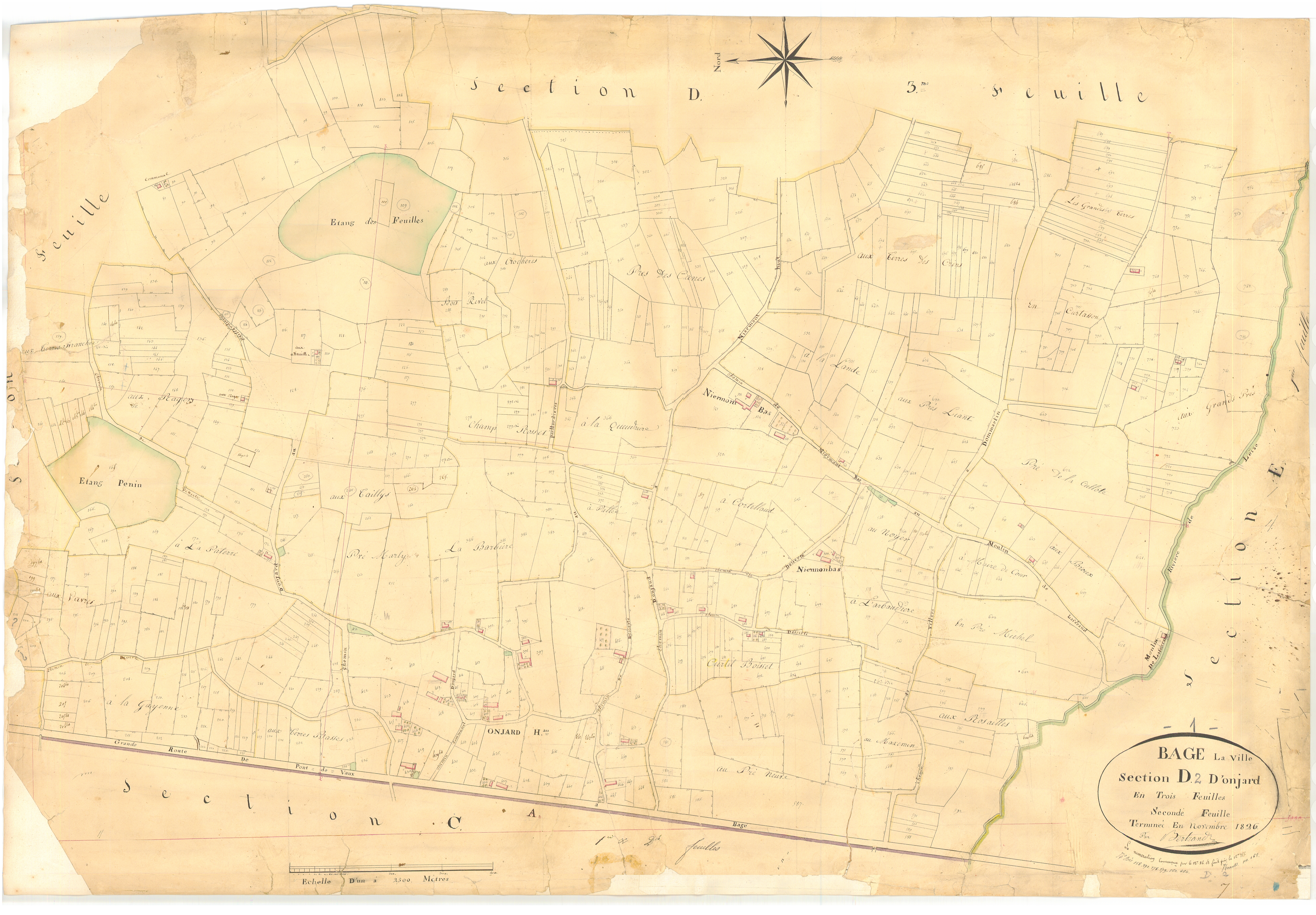 Bâgé-la-Ville -  - Section D dite "des Paillardiéres"  (1826)