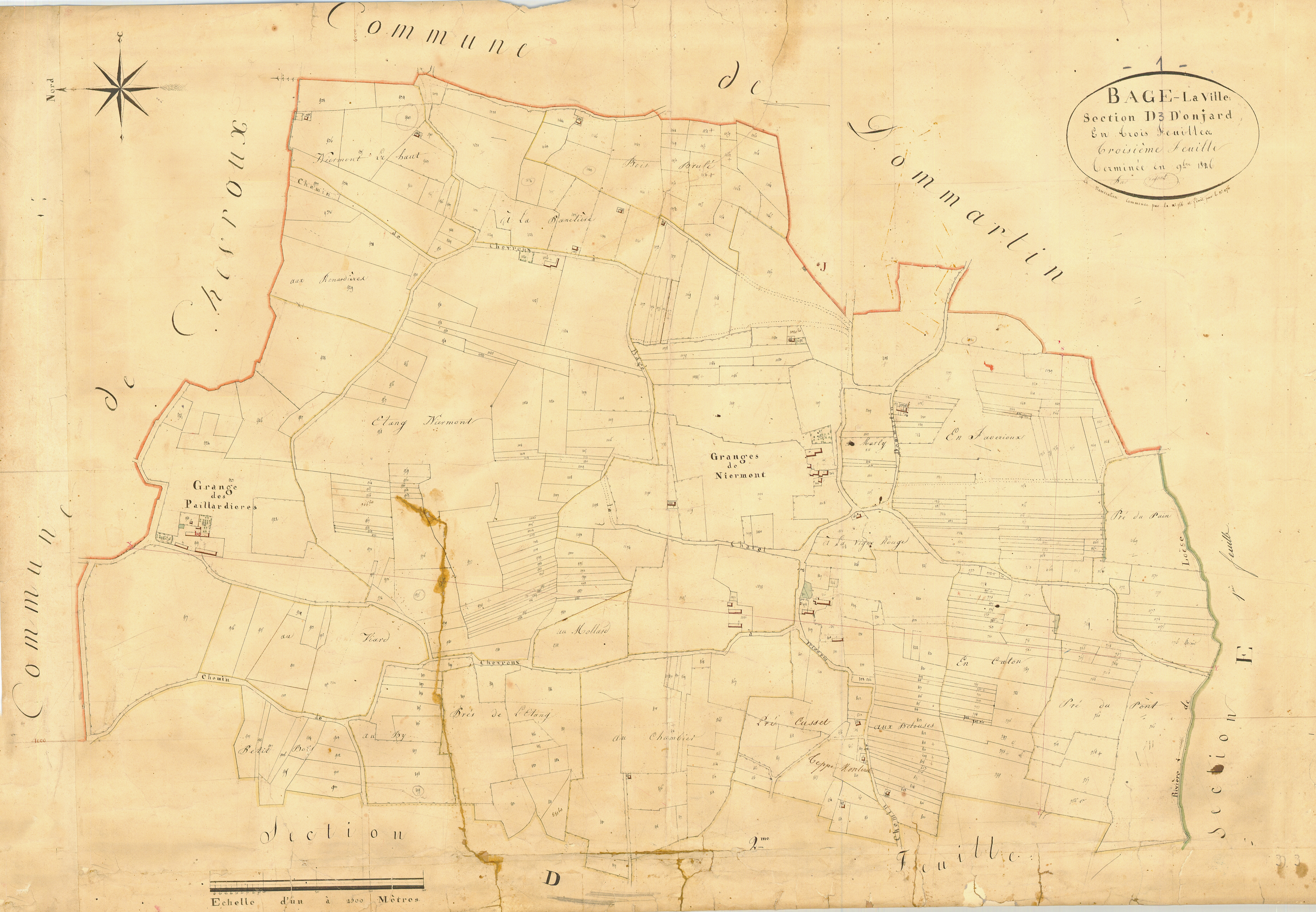 Bâgé-la-Ville -  - Section D dite "des Paillardiéres"  (1826)