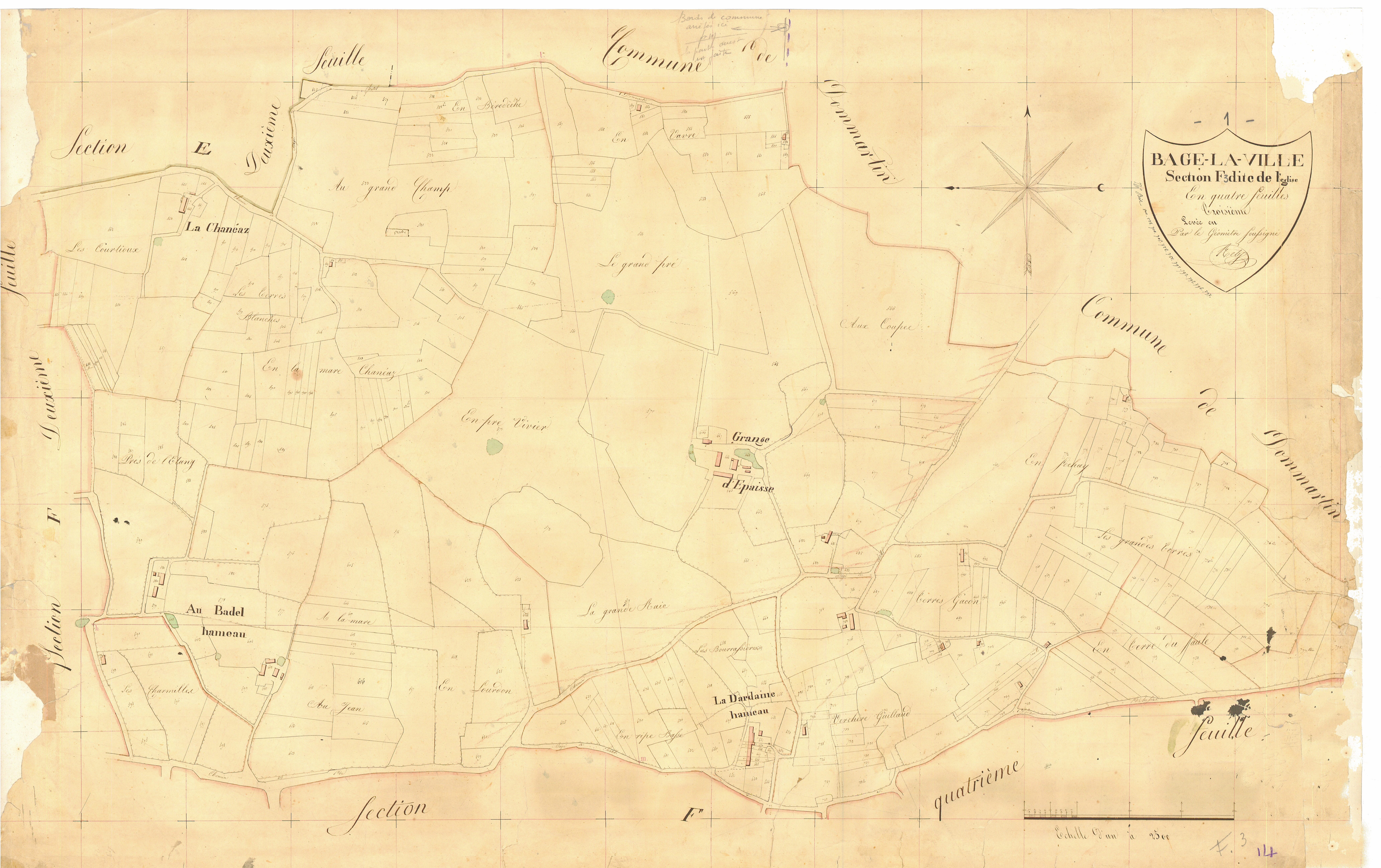 Bâgé-la-Ville -  - Section F dite "de l'Eglise"  (1826)