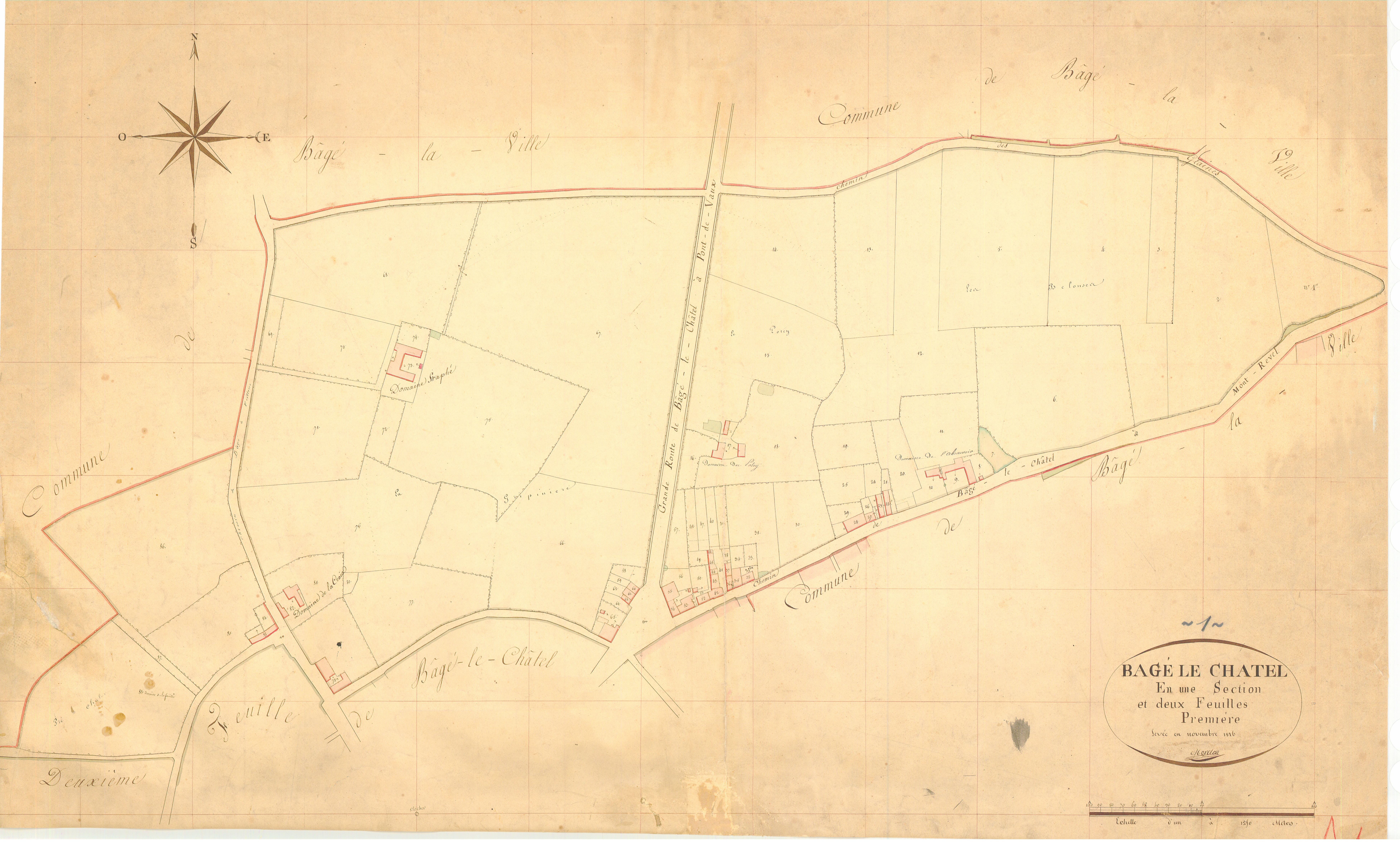 Bâgé-le-Châtel - 3 P 4357 - 3 P 4357 -  Feuille 1  (1826)