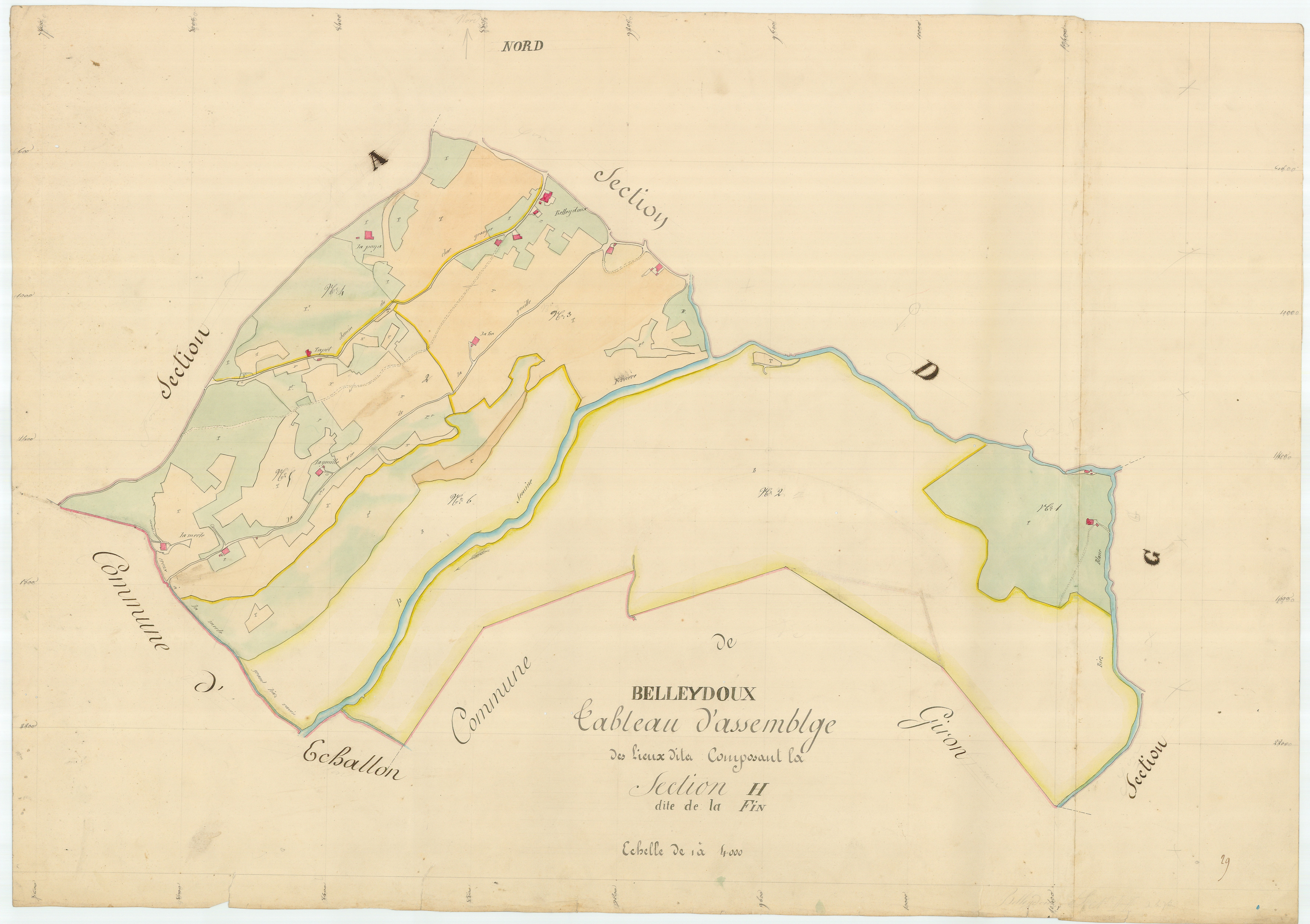 Belleydoux - 1777 W 40-8 - 1777 W 40-8 -  Tableau d'assemblage de la section H  (1839)