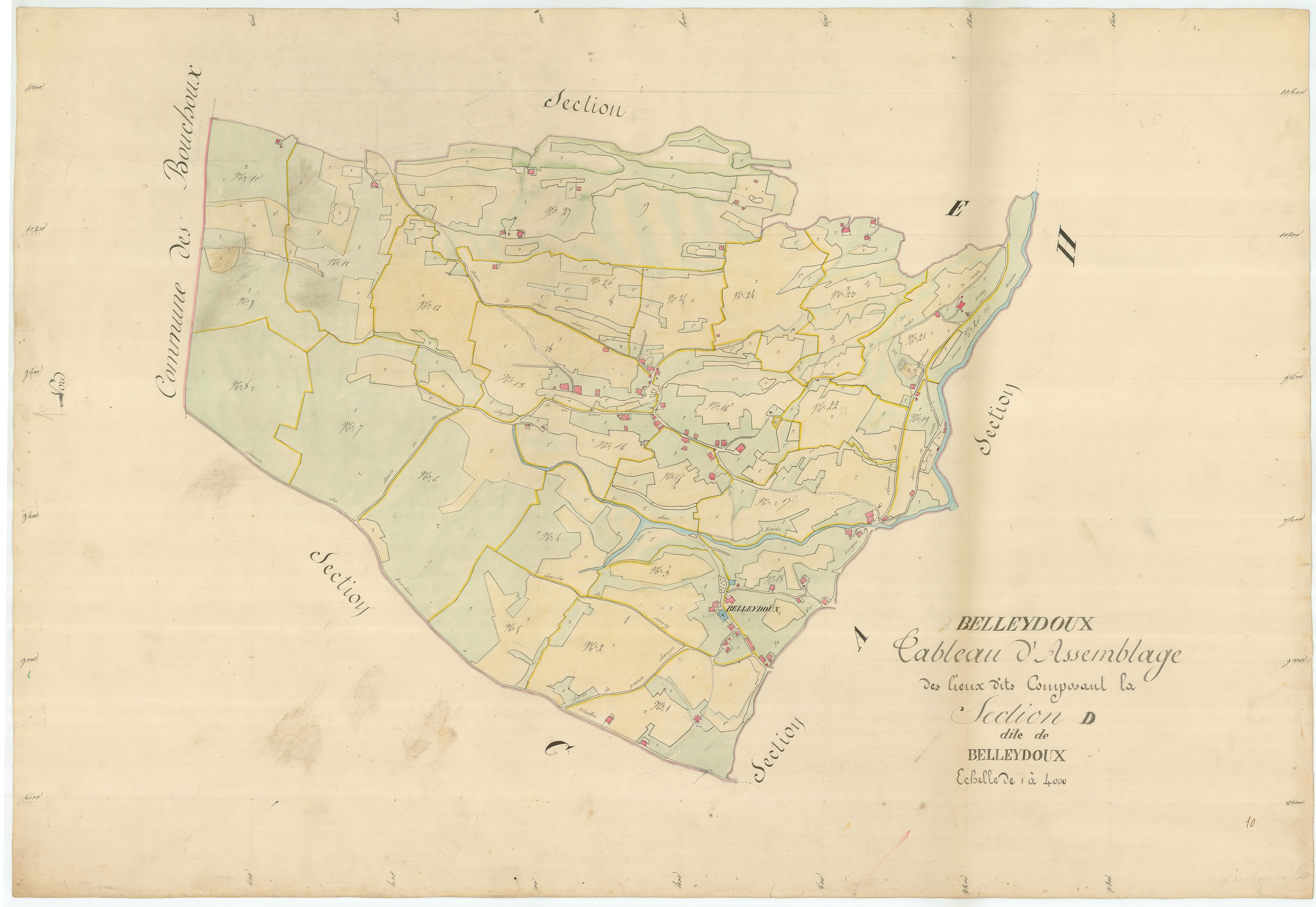 Belleydoux - 1777 W 40-4 - 1777 W 40-4 -  Tableau d'assemblage de la section D  (1839)