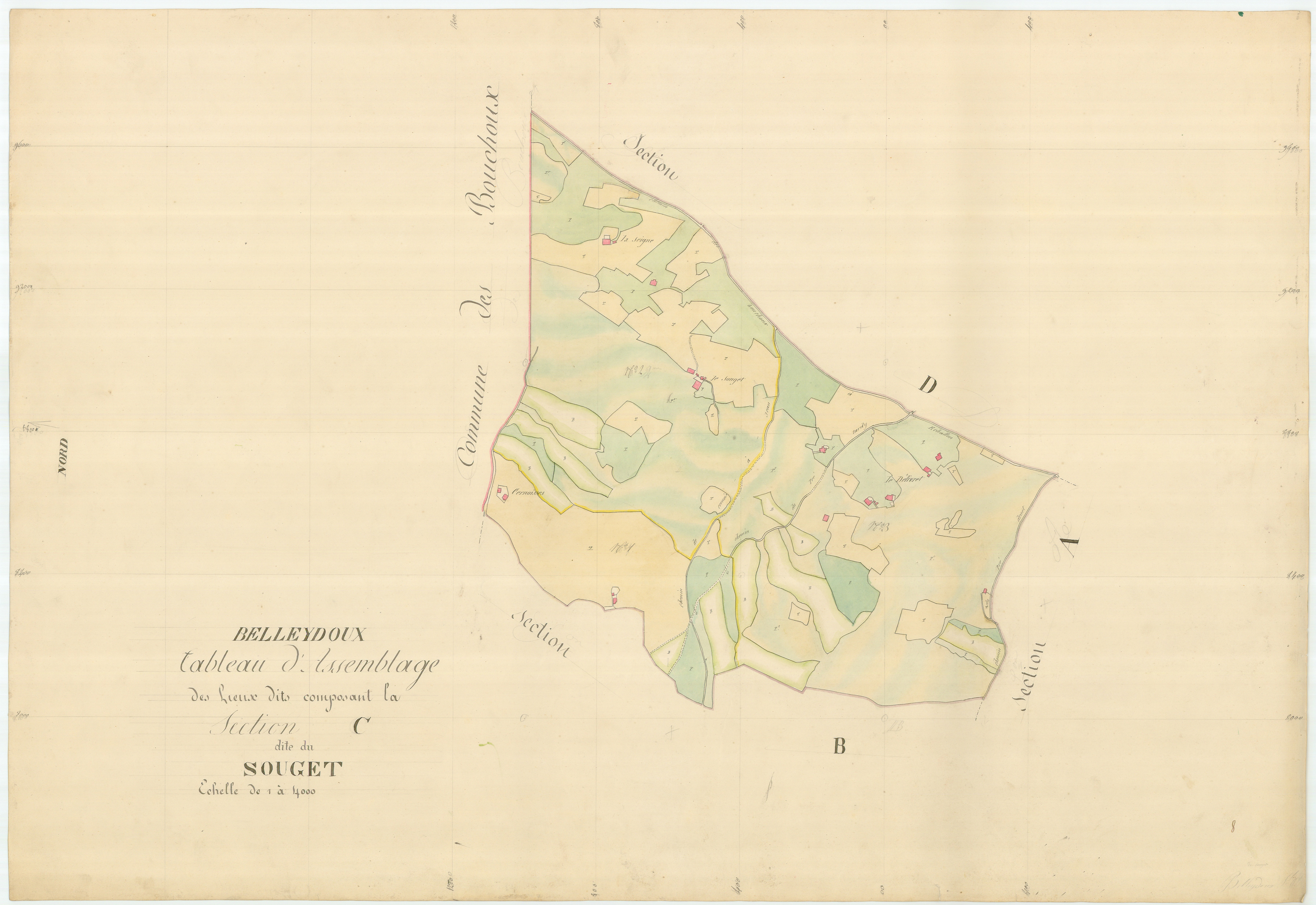 Belleydoux - 1777 W 40-3 - 1777 W 40-3 -  Tableau d'assemblage de la section C  (1839)