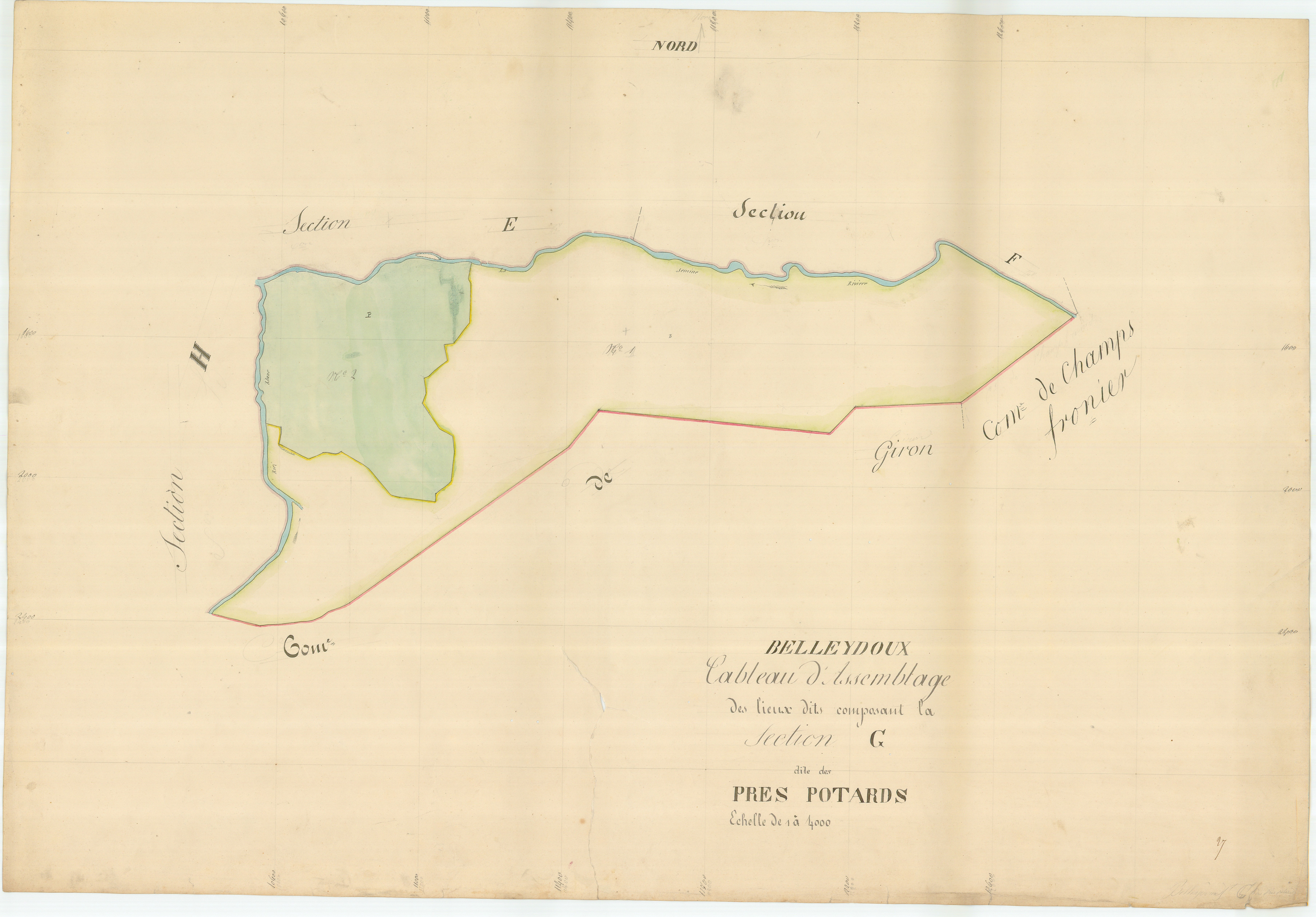 Belleydoux - 1777 W 40-7 - 1777 W 40-7 -  Tableau d'assemblage de la section G  (1839)