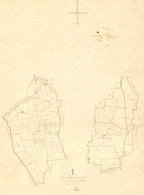 Boissey - 3 P 4618 - 3 P 4618 -  Renvois des sections A1 et B2.  (1812)