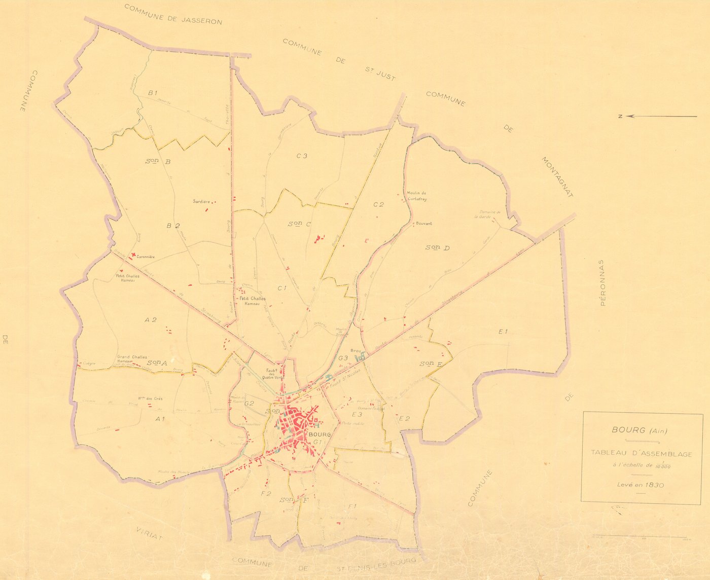 Bourg-en-Bresse - 3 P 4641 - 3 P 4641 -  Tableau d'assemblage  (1830)