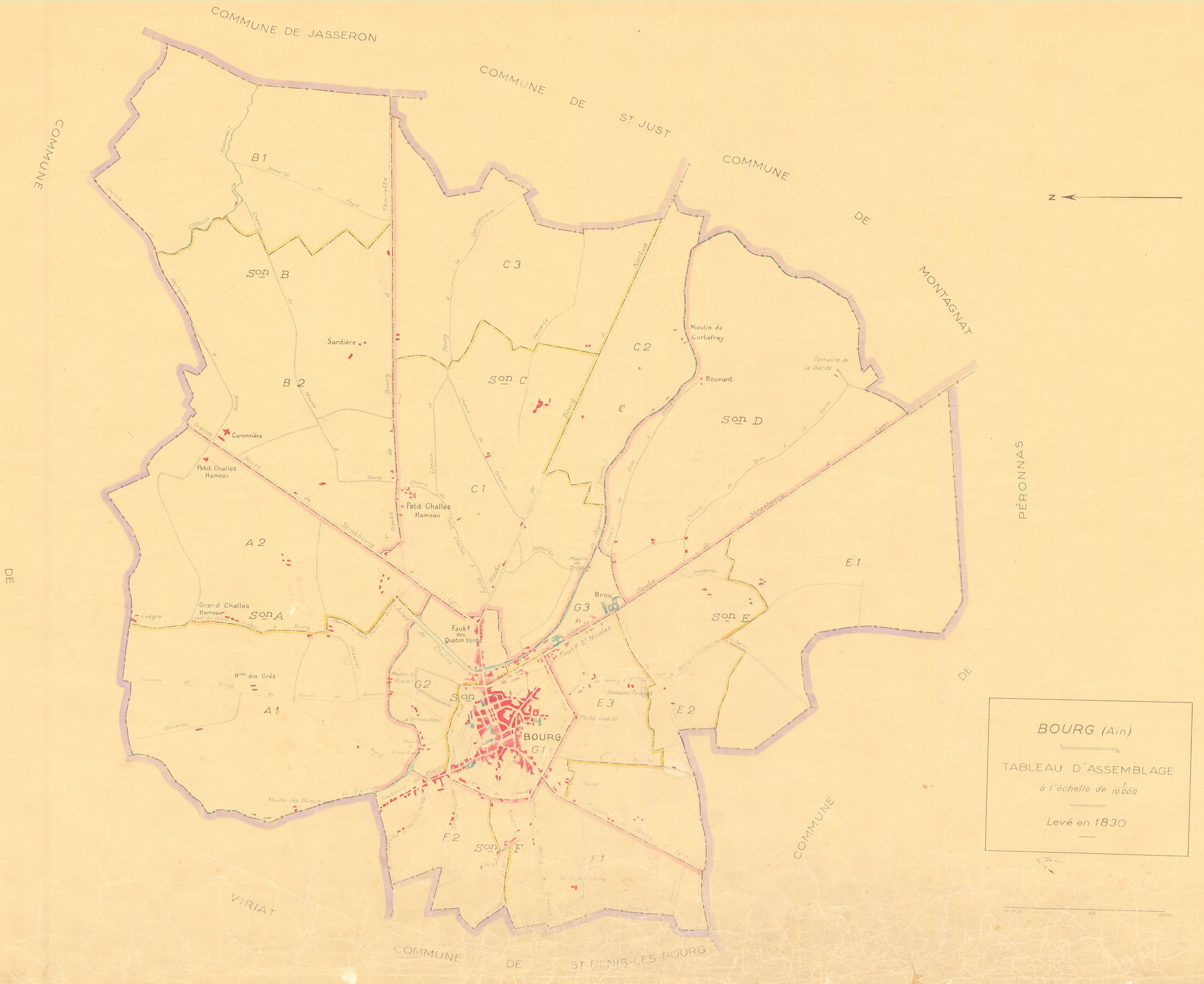 Bourg-en-Bresse - 3 P 4641 - 3 P 4641 -  Tableau d'assemblage  (1830)