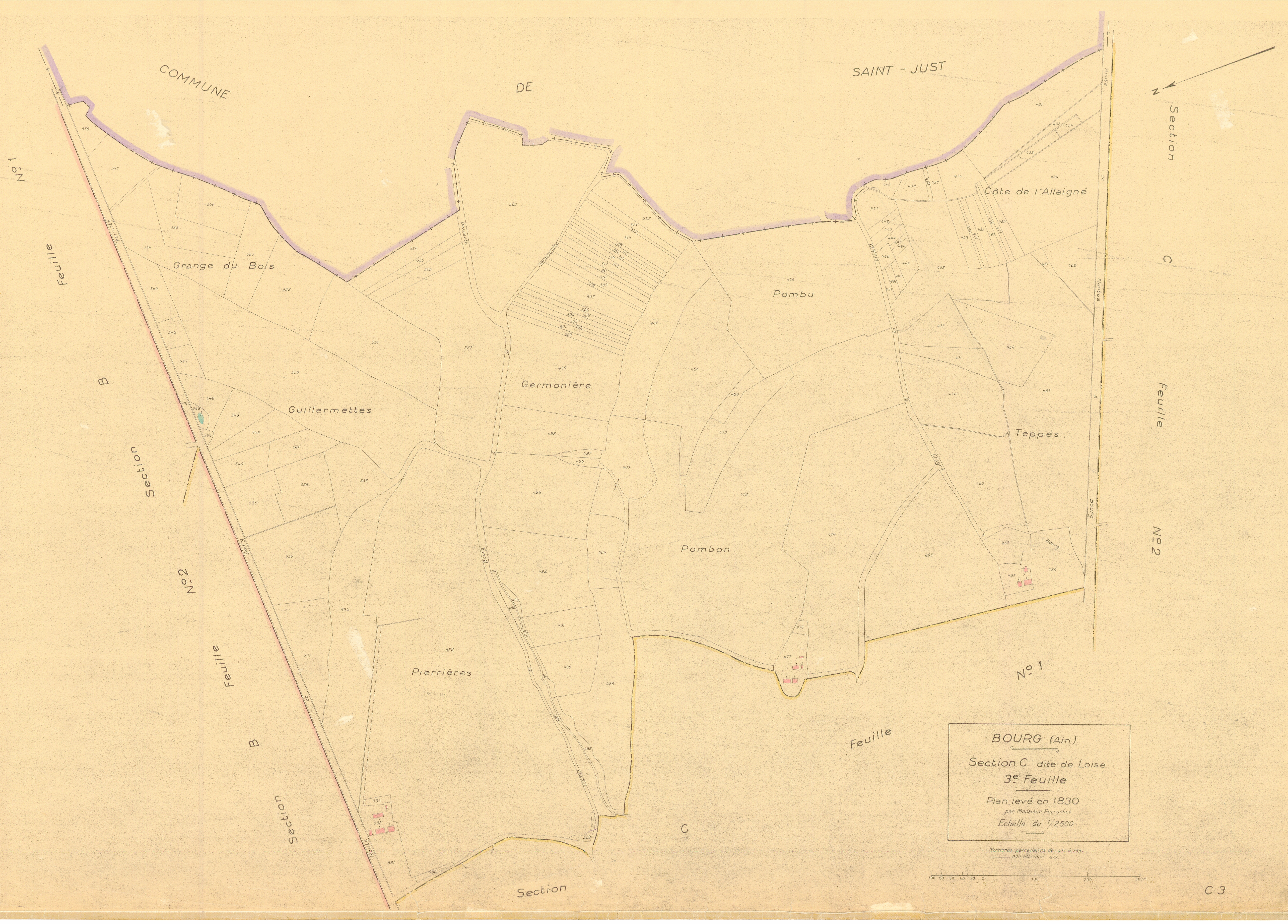 Bourg-en-Bresse - 3 P 4648 - 3 P 4648 -  Feuille 3  (1830)