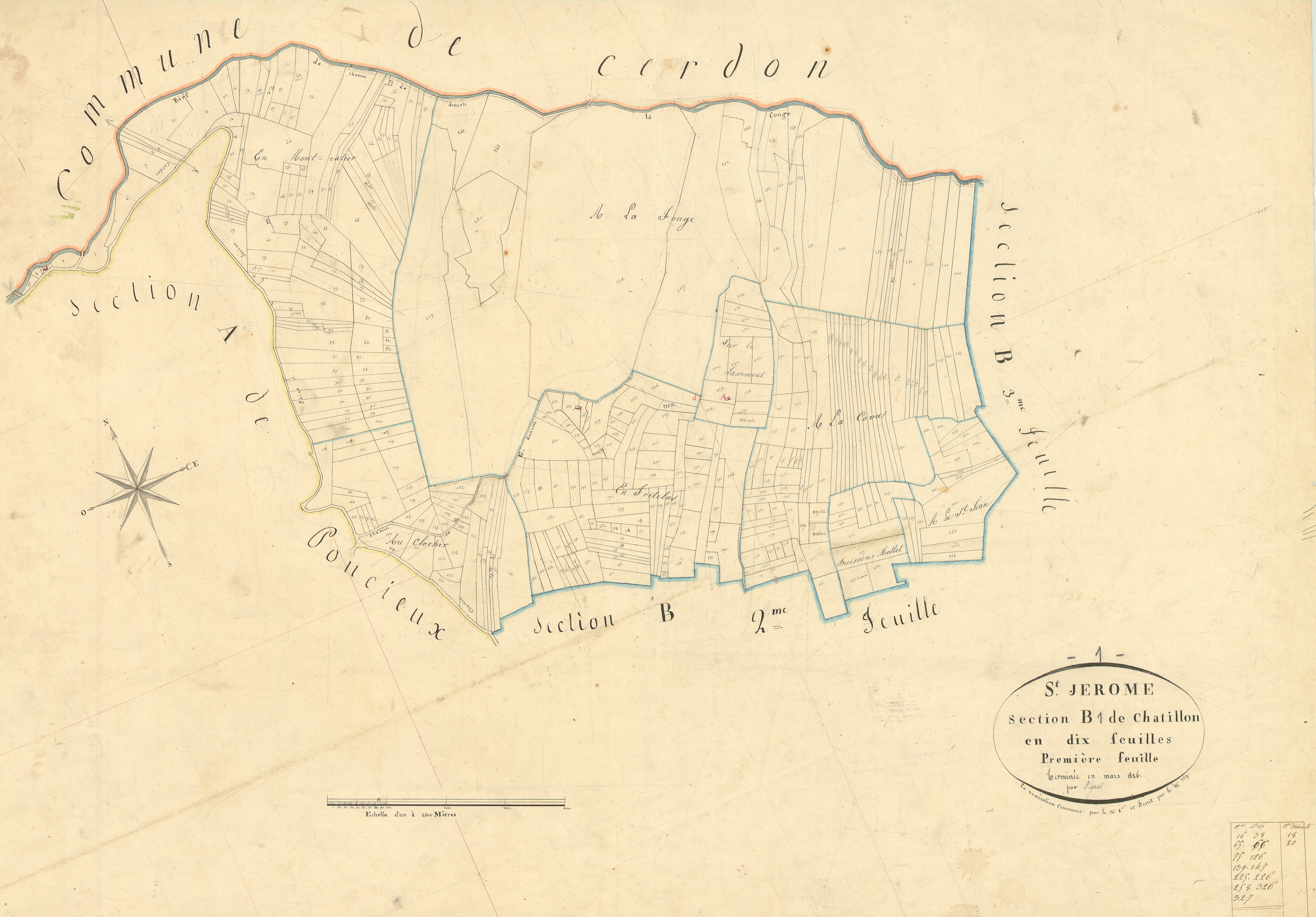Boyeux-Saint-Jérôme - 3 P 4707 - 3 P 4707 -  Feuille 1  (1825)
