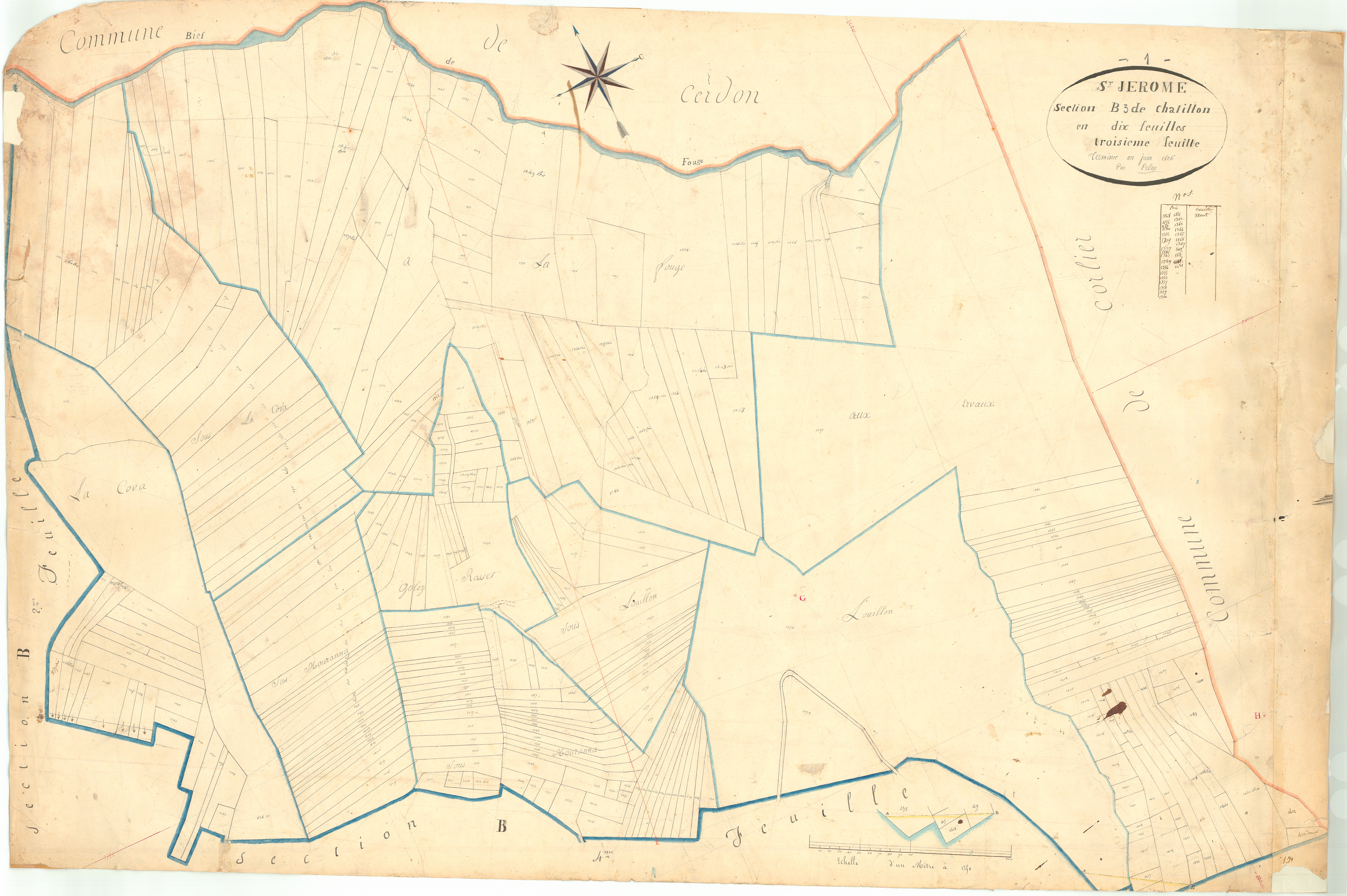Boyeux-Saint-Jérôme - 3 P 4709 - 3 P 4709 -  Feuille 3  (1825)