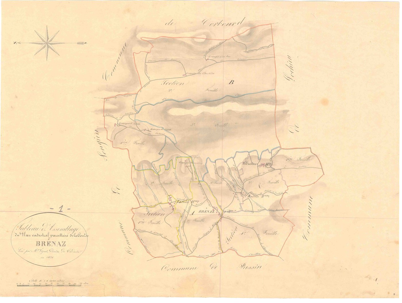 Brénaz - 3 P 4747 - 3 P 4747 -  Tableau d'assemblage  (1831)