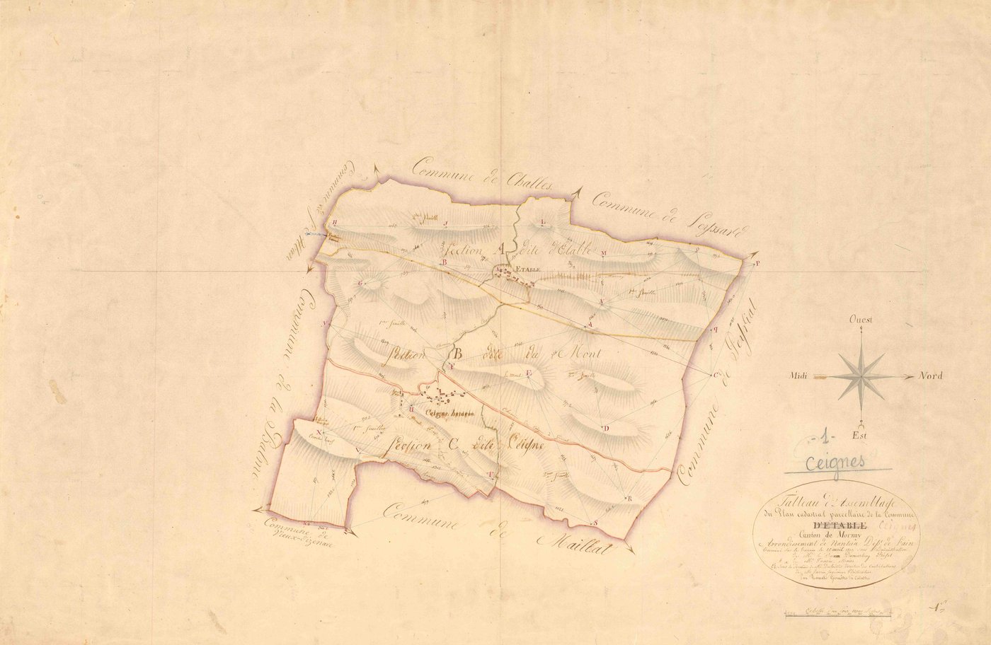 Ceignes - 3 P 6061 - 3 P 6061 -  Tableau d'assemblage  (1819)