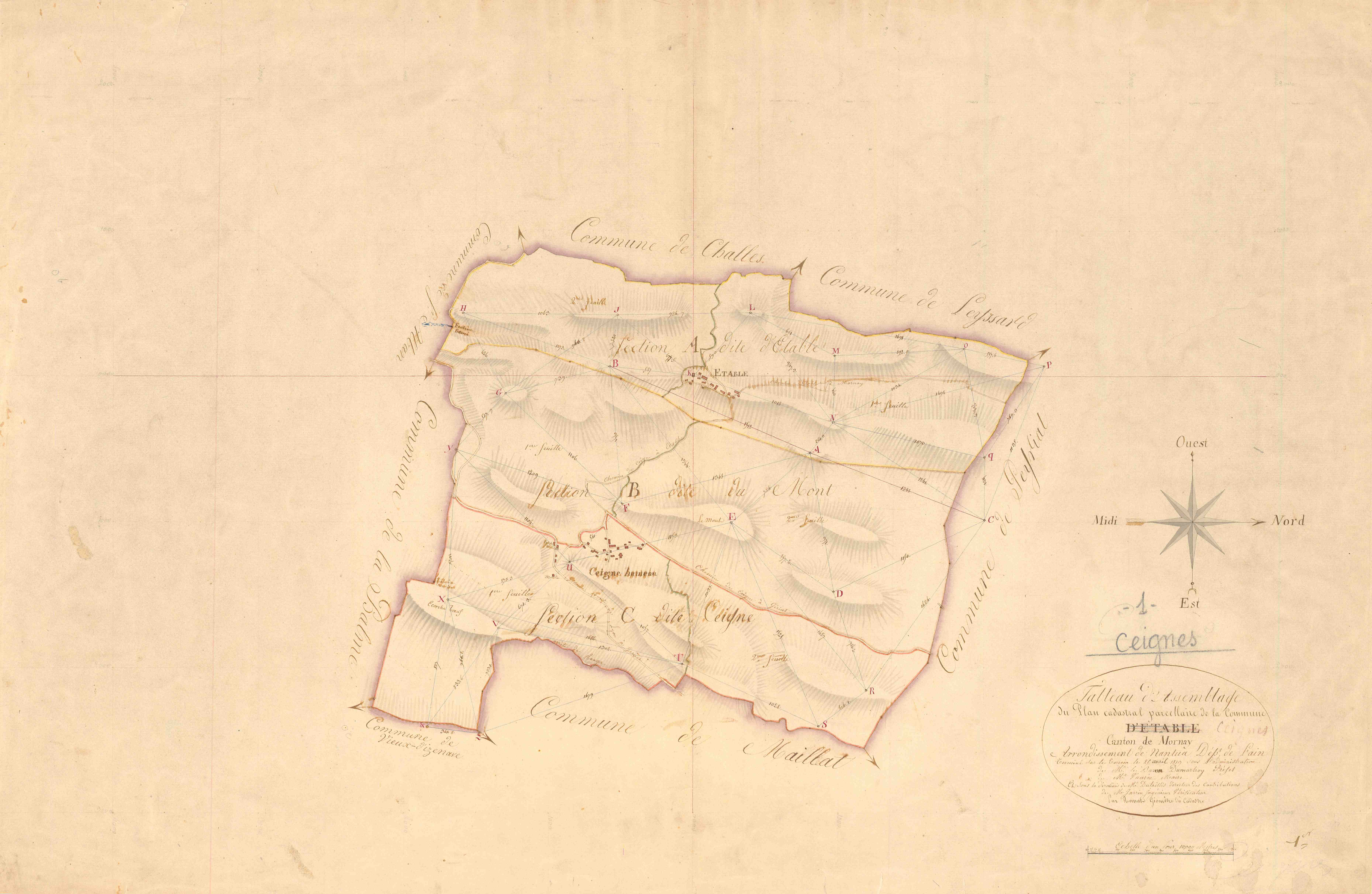 Ceignes - 3 P 6061 - 3 P 6061 -  Tableau d'assemblage  (1819)