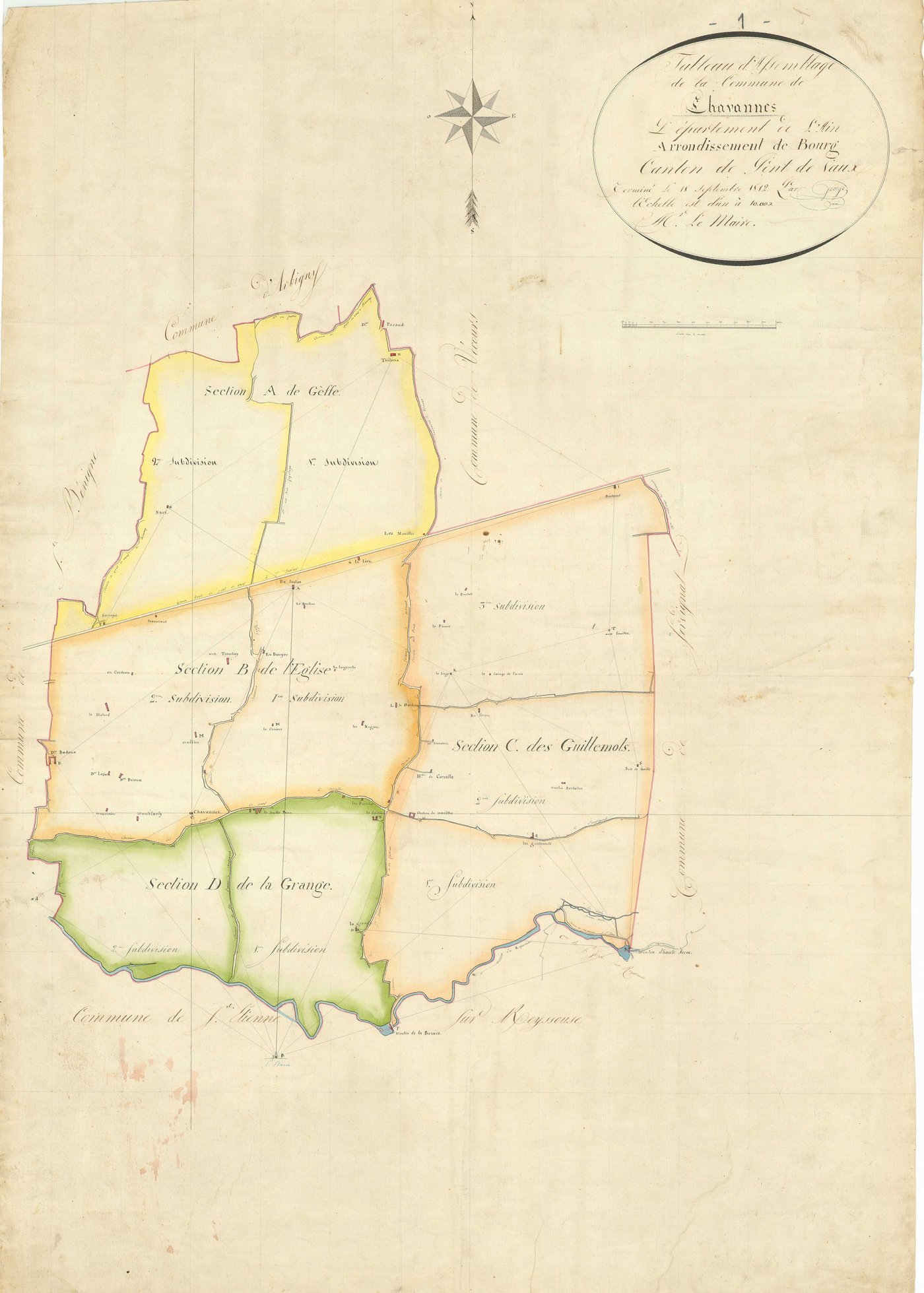 Chavannes-sur-Reyssouze - 3 P 5148 - 3 P 5148 -  Tableau d'assemblage  (1812)