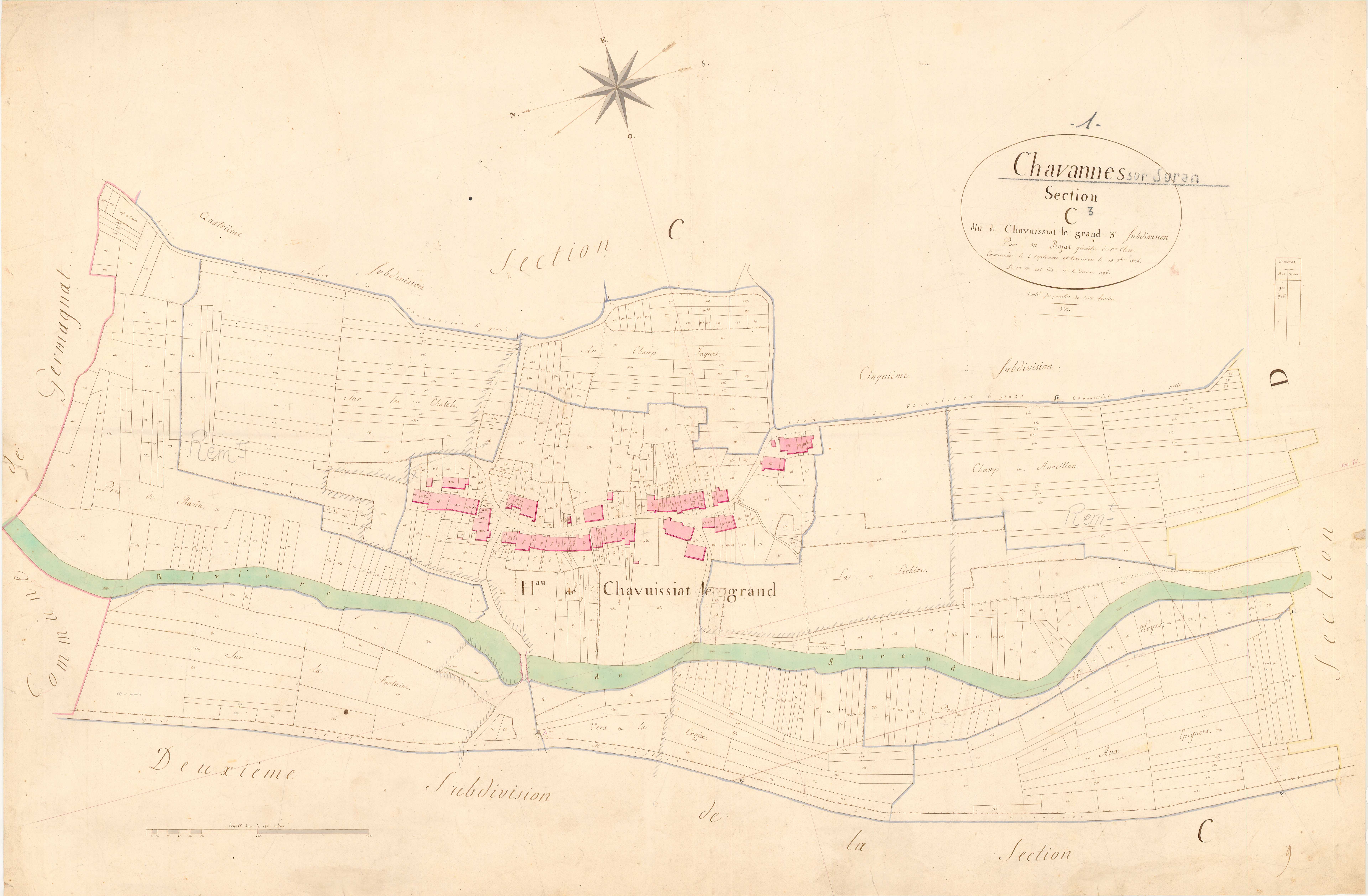Chavannes-sur-Suran - 3 P 5166 - 3 P 5166 -  Feuille 3  (1827)