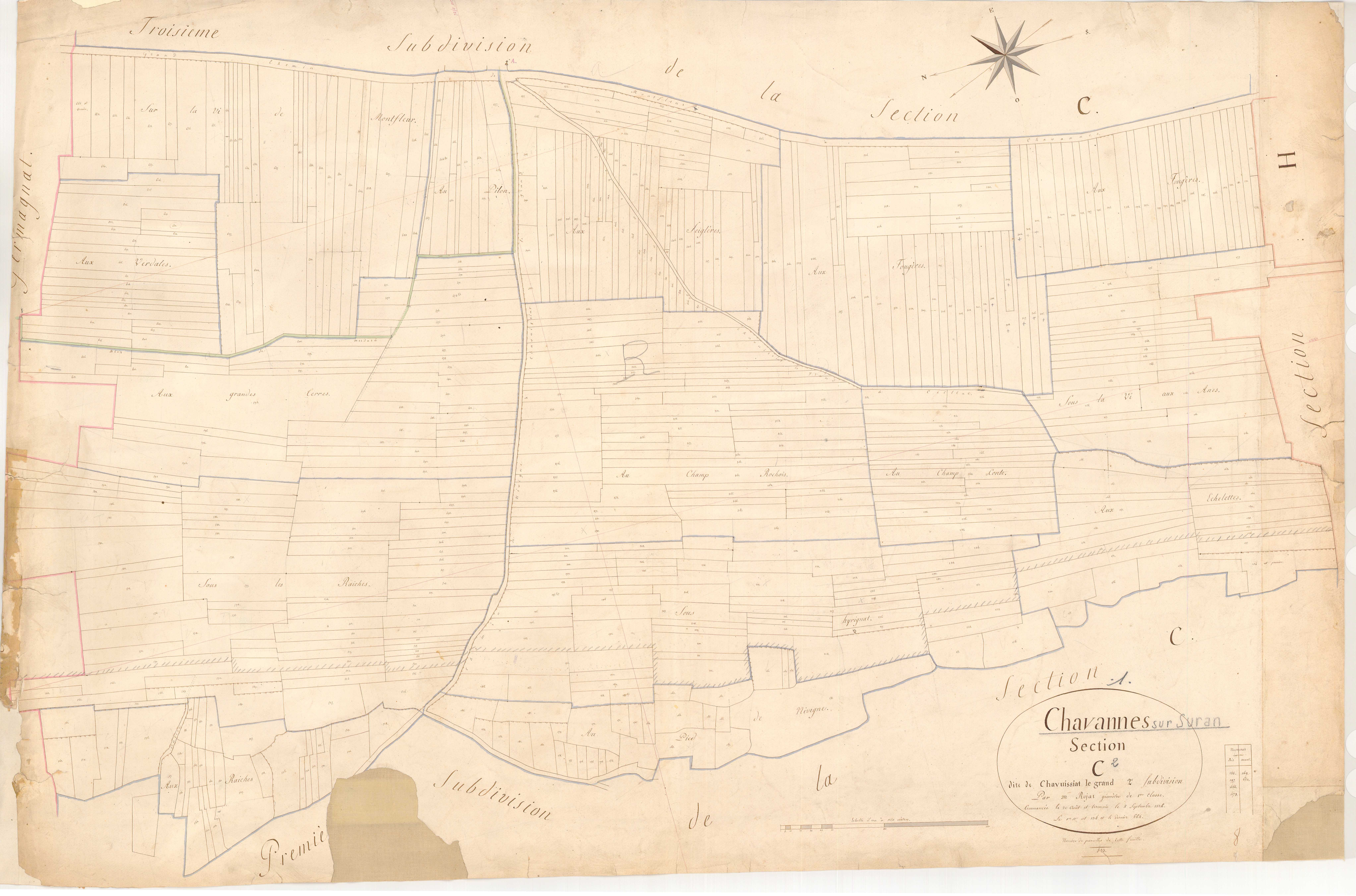 Chavannes-sur-Suran - 3 P 5165 - 3 P 5165 -  Feuille 2  (1827)
