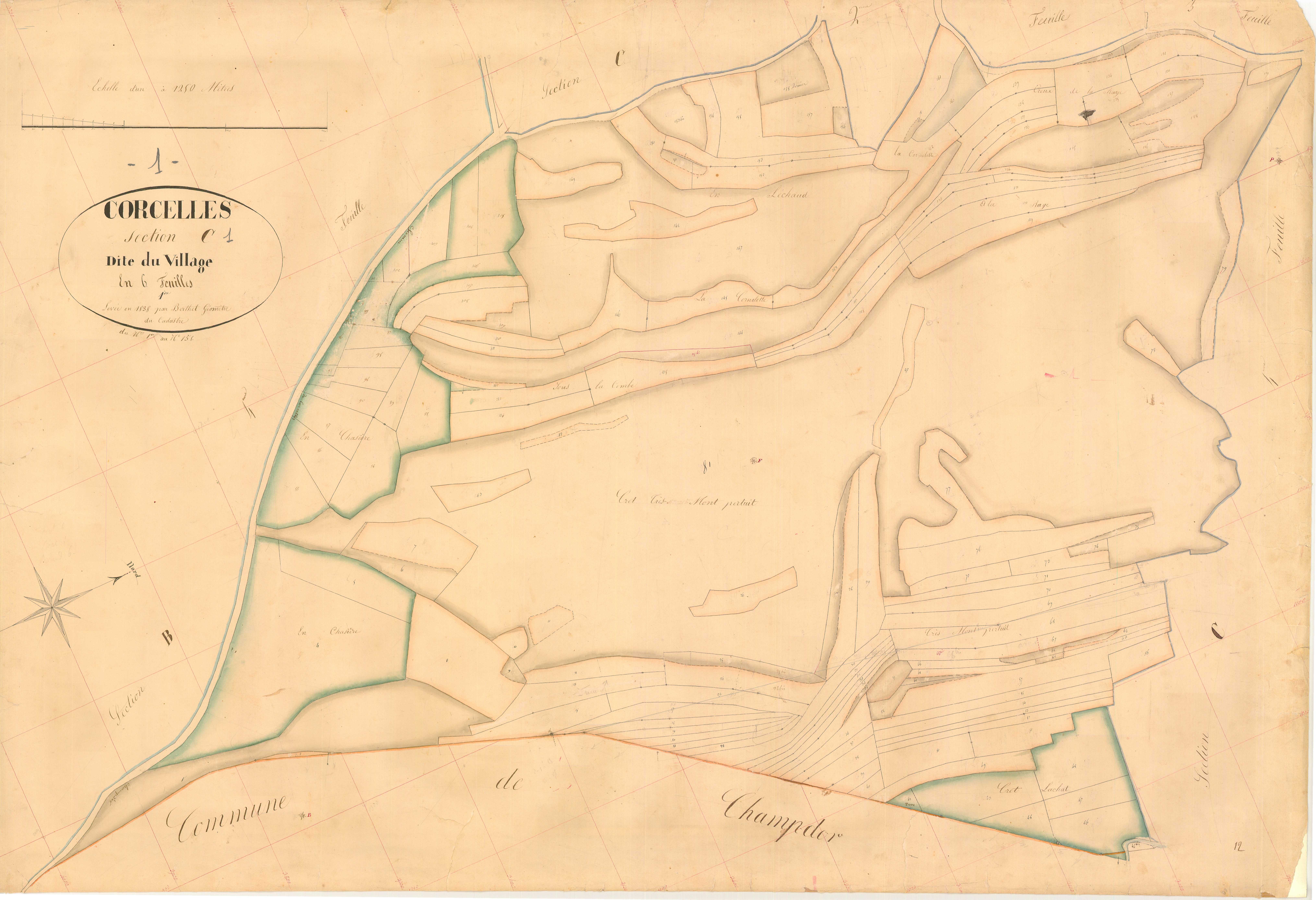 Corcelles - 3 P 5496 - 3 P 5496 -  Feuille 1  (1837)