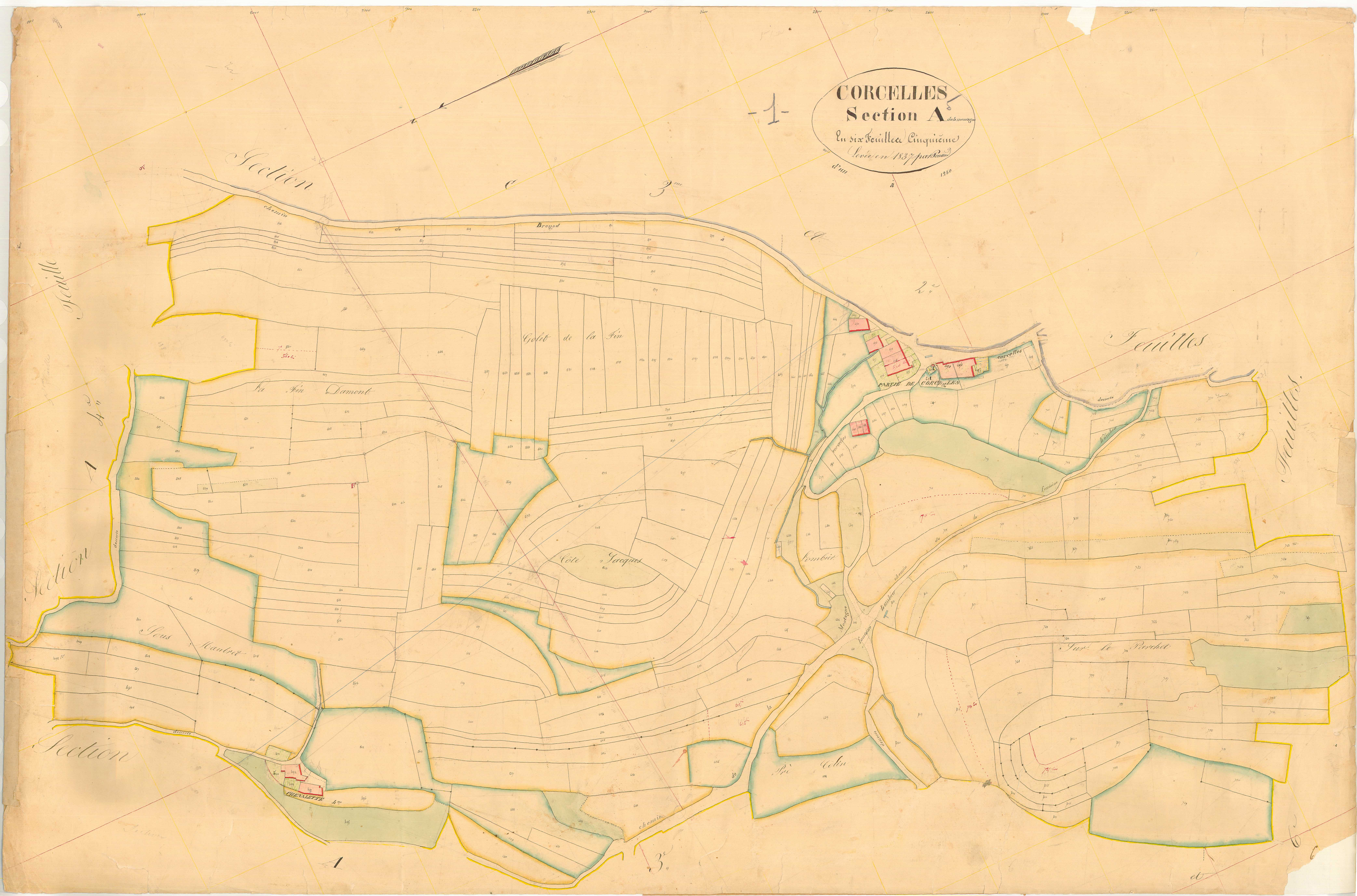 Corcelles - 3 P 5490 - 3 P 5490 -  Feuille 5  (1837)