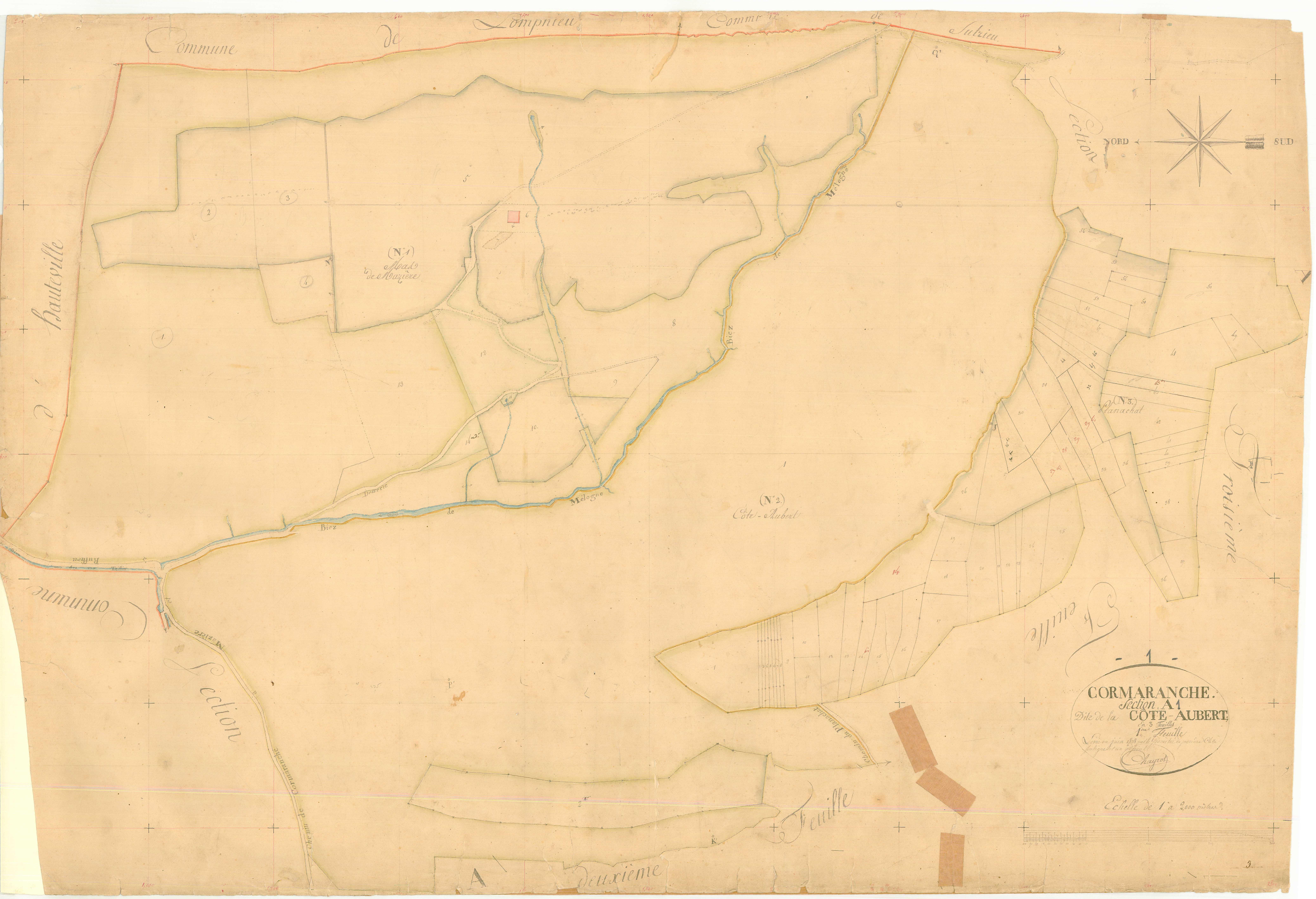 Cormaranche-en-Bugey (Plateau d'Hauteville, Ain, France ; ancienne commune) - 3 P 5525 - 3 P 5525 -  Feuille 1  (1838)