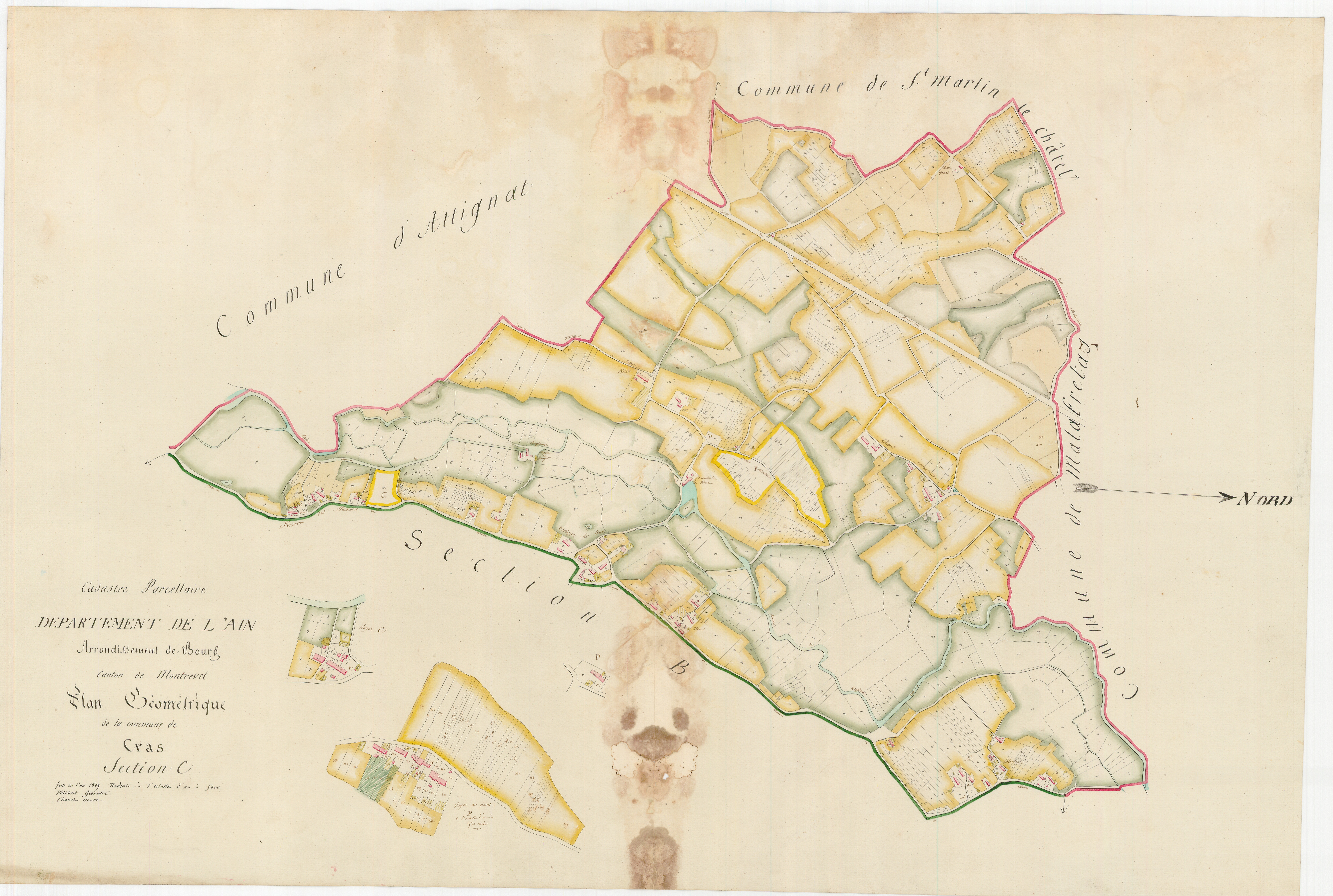 Cras-sur-Reyssouze (Bresse Vallons, Ain, France ; ancienne commune) - 3 P 10126-4 - 3 P 10126-4 -  Feuille 1  (1809)