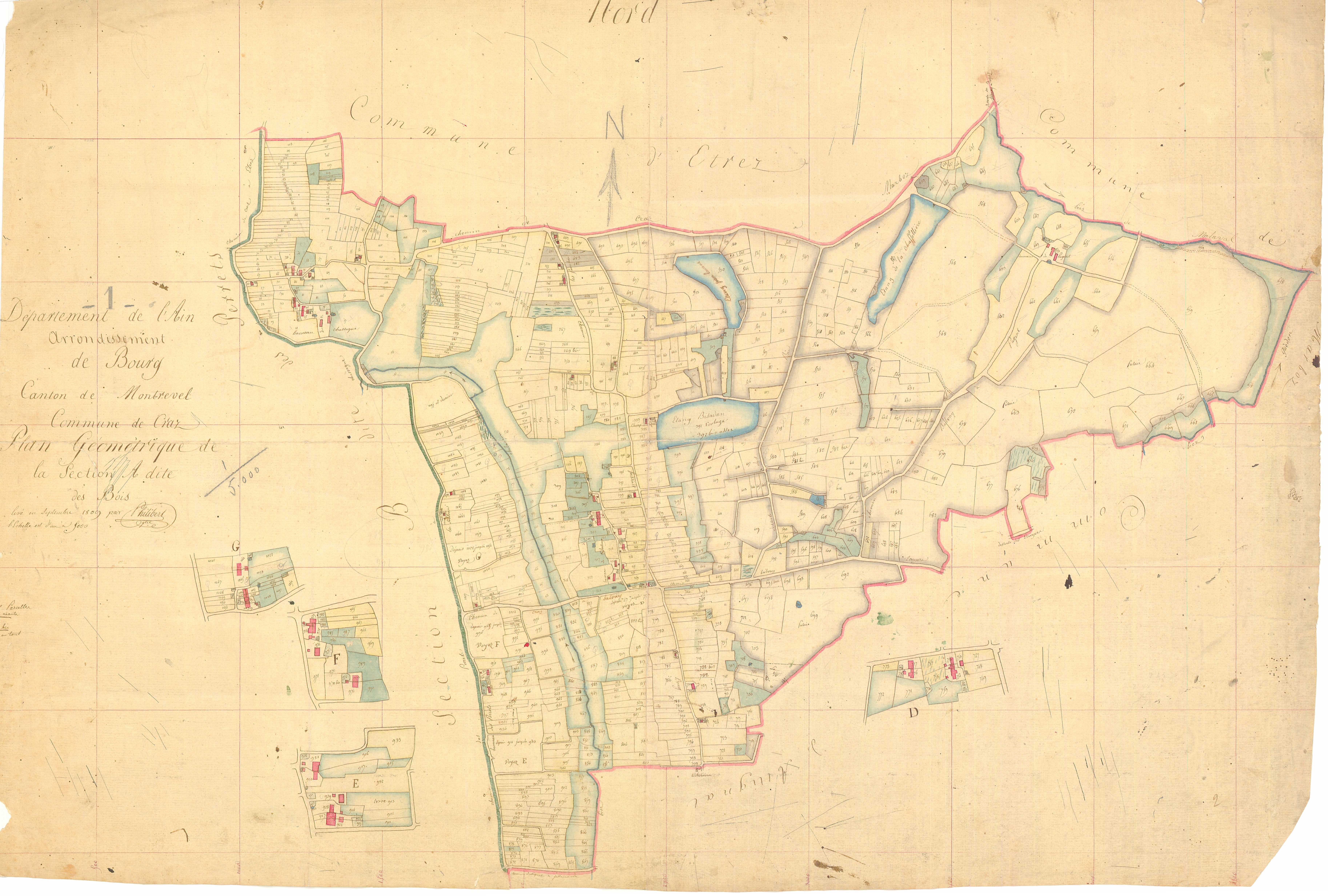 Cras-sur-Reyssouze (Bresse Vallons, Ain, France ; ancienne commune) - 3 P 5631 - 3 P 5631 -  Feuille 1  (1809)