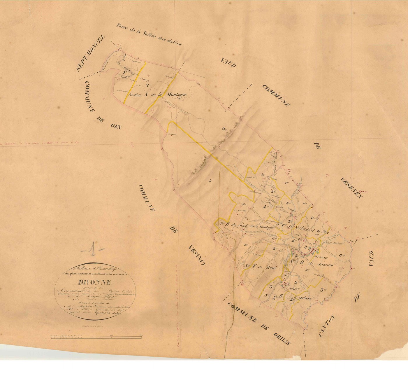 Divonne-les-Bains - 3 P 5797 - 3 P 5797 -  Tableau d'assemblage  (1845)