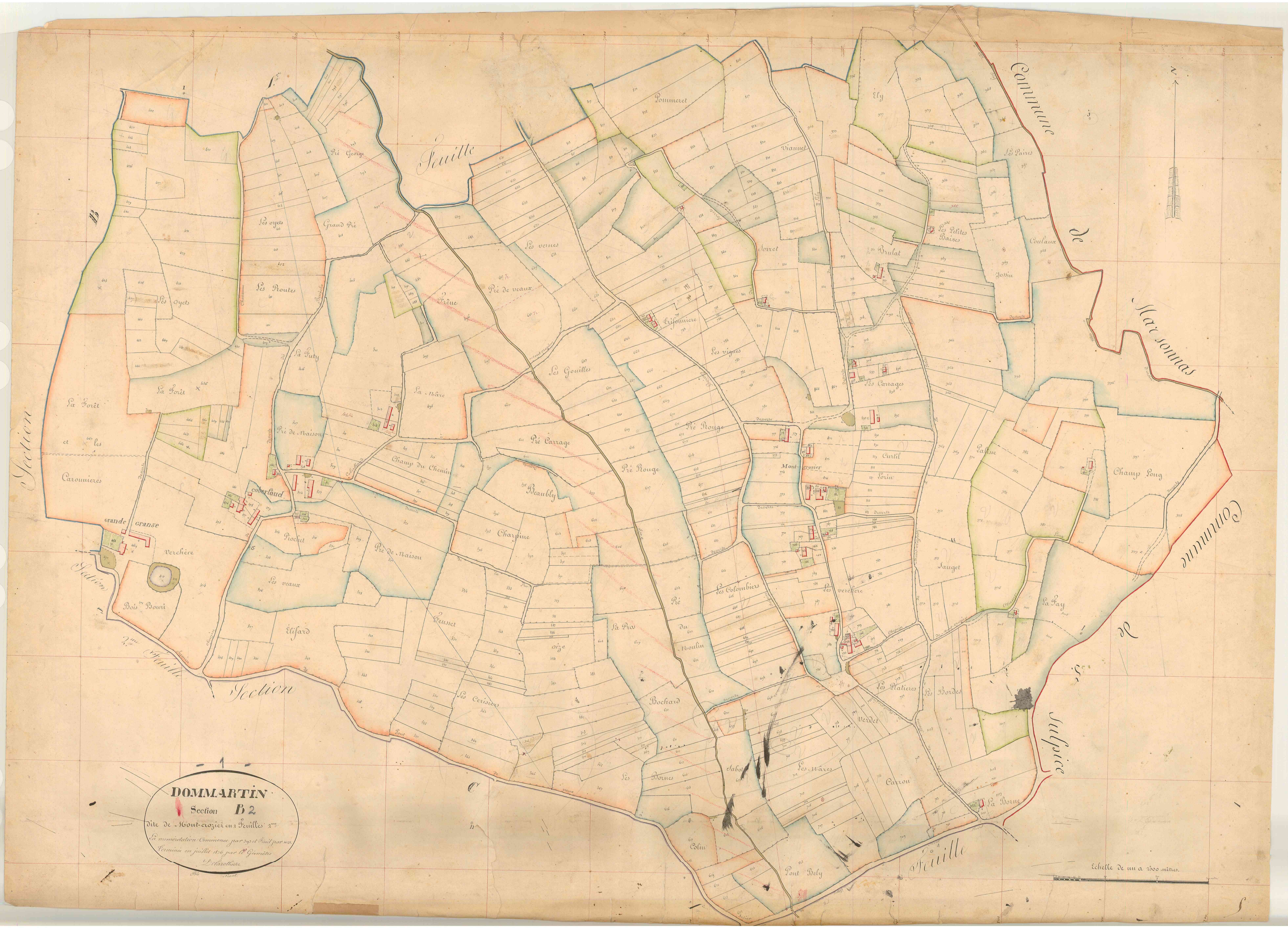 Dommartin (Bâgé-Dommartin, Ain, France ; ancienne commune) - 3 P 5831 - 3 P 5831 - Feuille 2 (1836)