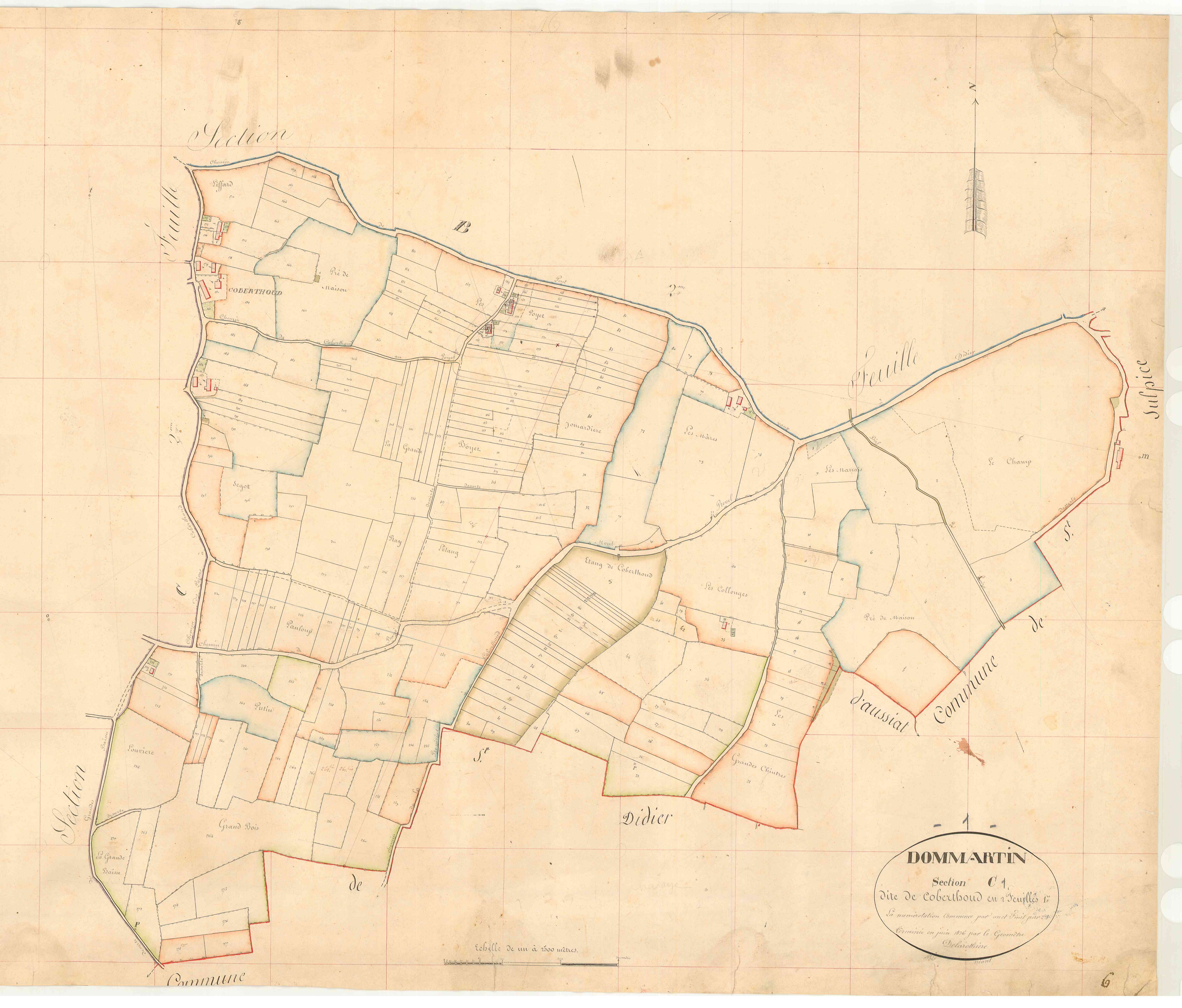 Dommartin (Bâgé-Dommartin, Ain, France ; ancienne commune) - 3 P 5832 - 3 P 5832 -  Feuille 1  (1836)