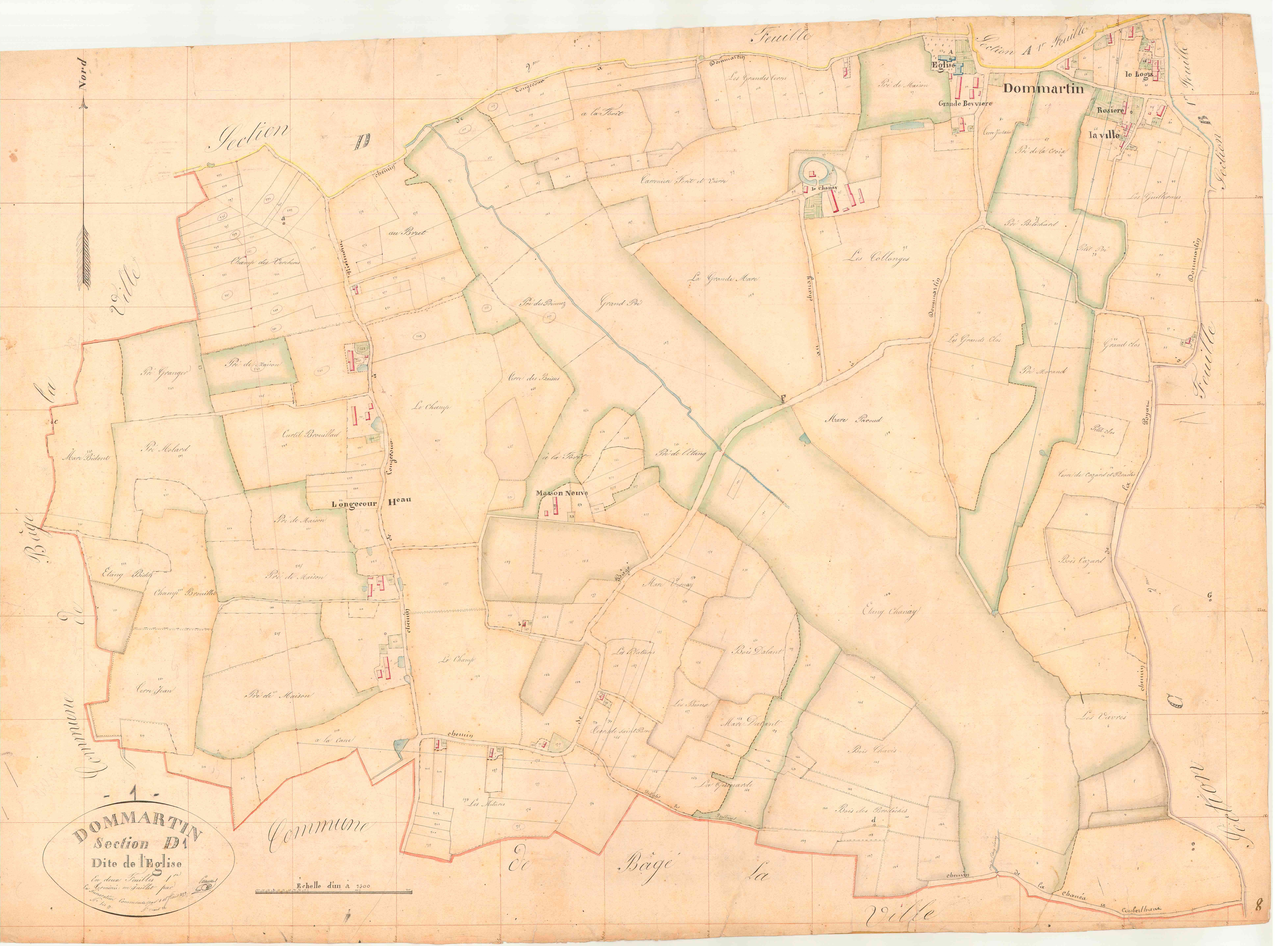 Dommartin (Bâgé-Dommartin, Ain, France ; ancienne commune) - 3 P 5834 - 3 P 5834 -  Feuille 1  (1836)