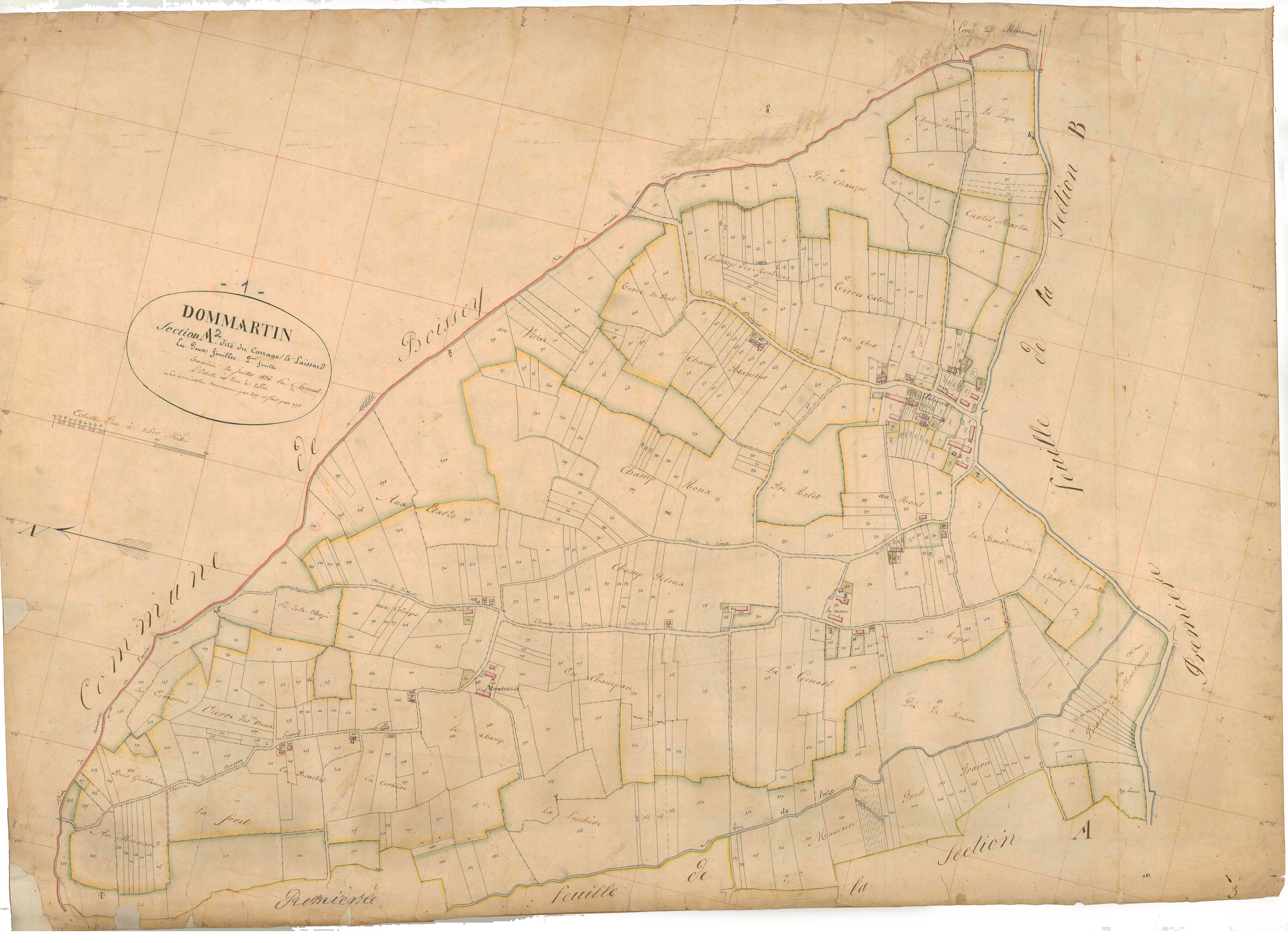 Dommartin (Bâgé-Dommartin, Ain, France ; ancienne commune) - 3 P 5829 - 3 P 5829 - Feuille 2 (1836)