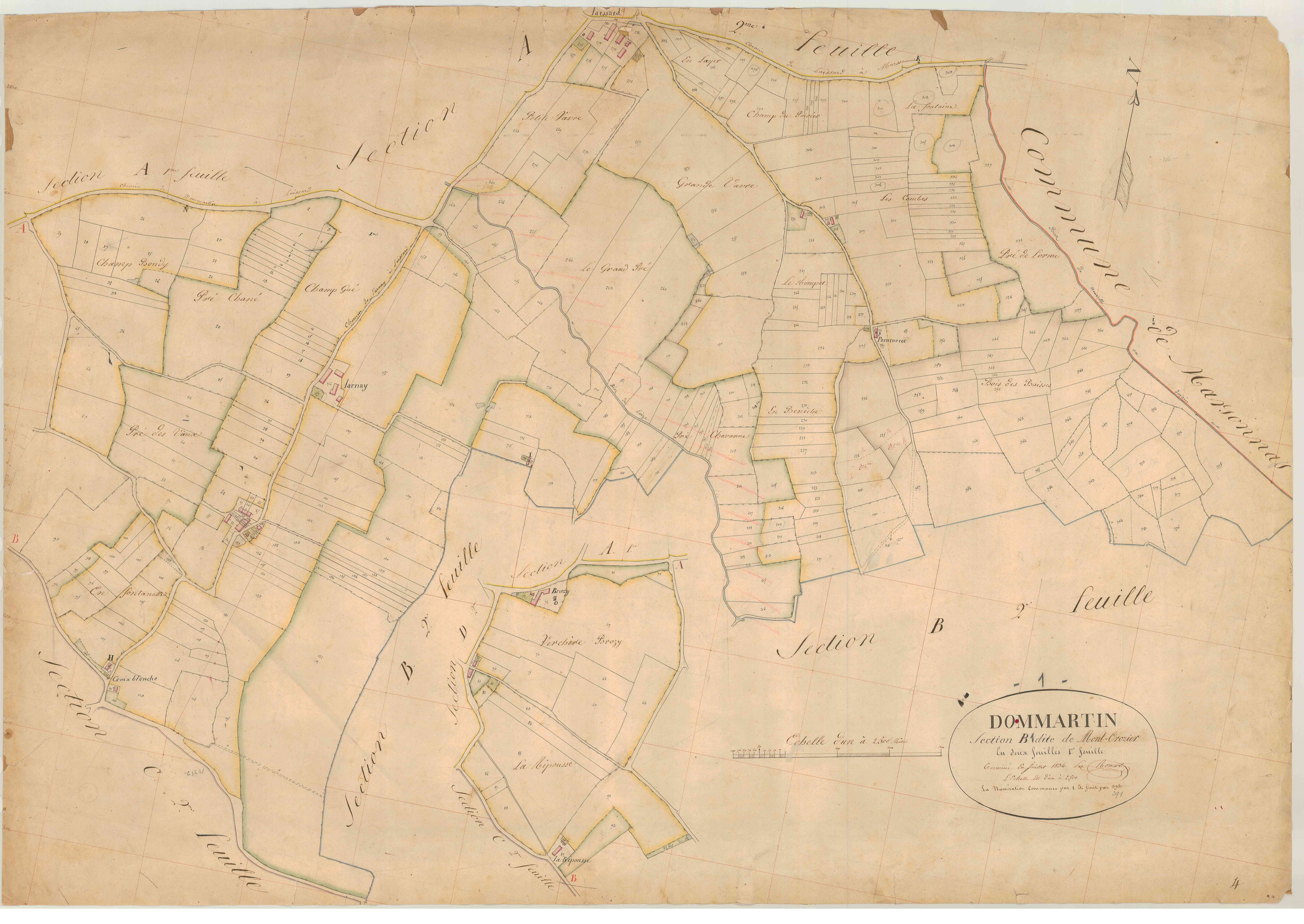 Dommartin (Bâgé-Dommartin, Ain, France ; ancienne commune) - 3 P 5830 - 3 P 5830 -  Feuille 1  (1836)