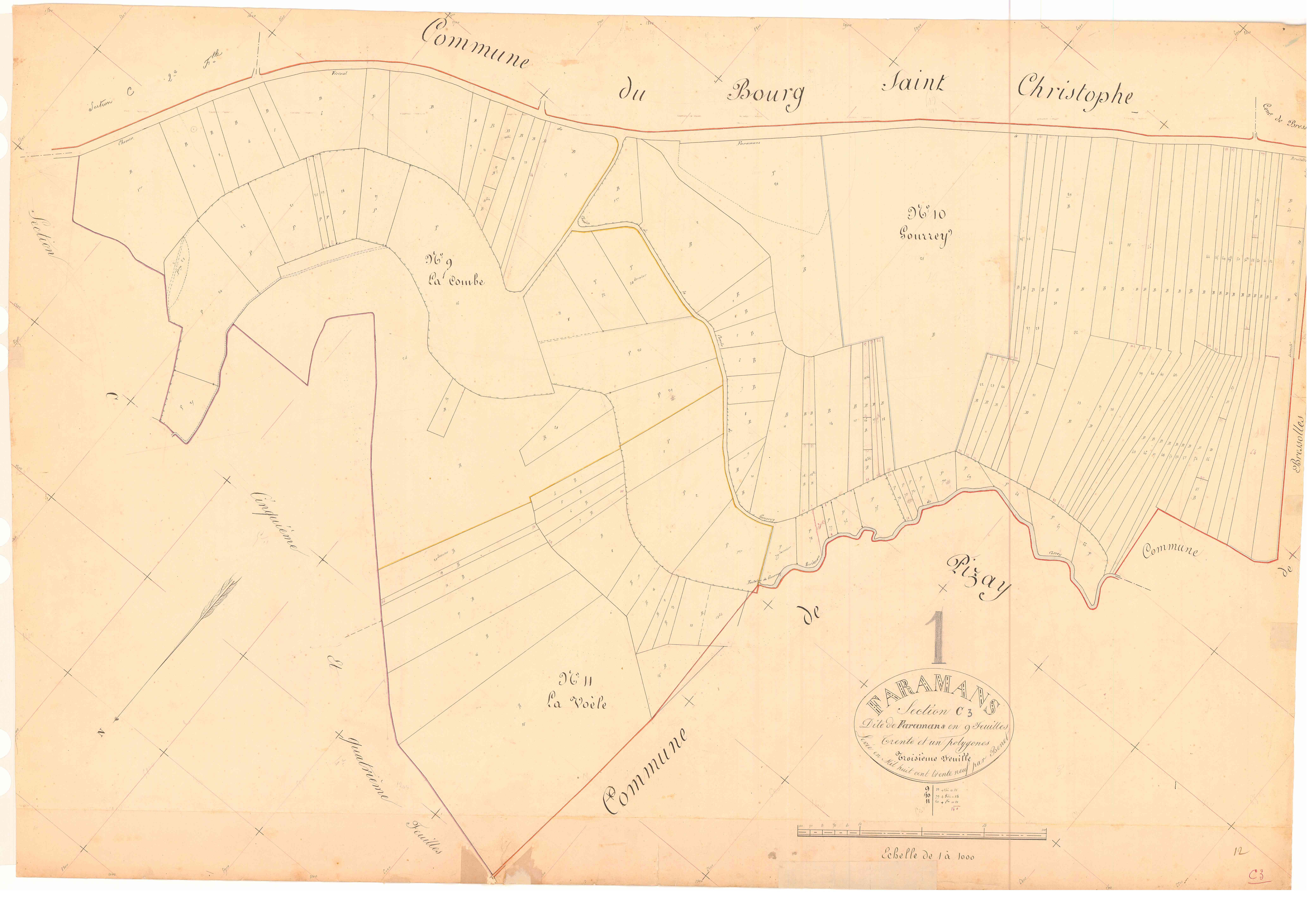 Faramans - 3 P 6092 - 3 P 6092 -  Feuille 3  (1839)