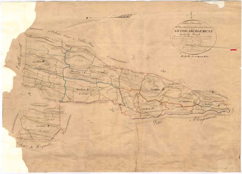 Le Grand-Abergement (Haut Valromey, Ain, France ; ancienne commune) - 3 P 6842 - 3 P 6842 -  Tableau d'assemblage  (1837)