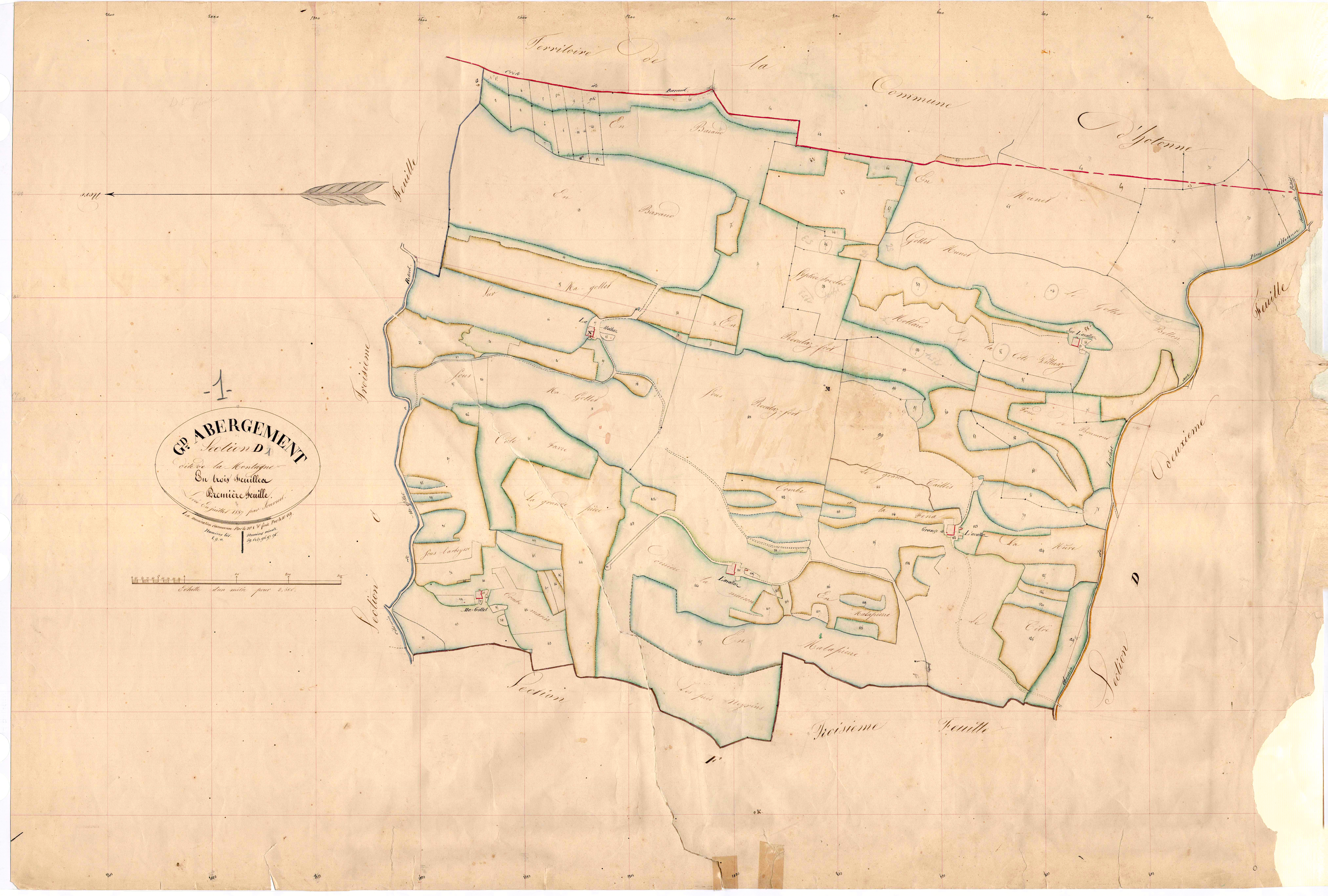 Le Grand-Abergement (Haut Valromey, Ain, France ; ancienne commune) - 3 P 6851 - 3 P 6851 -  Feuille 1  (1837)